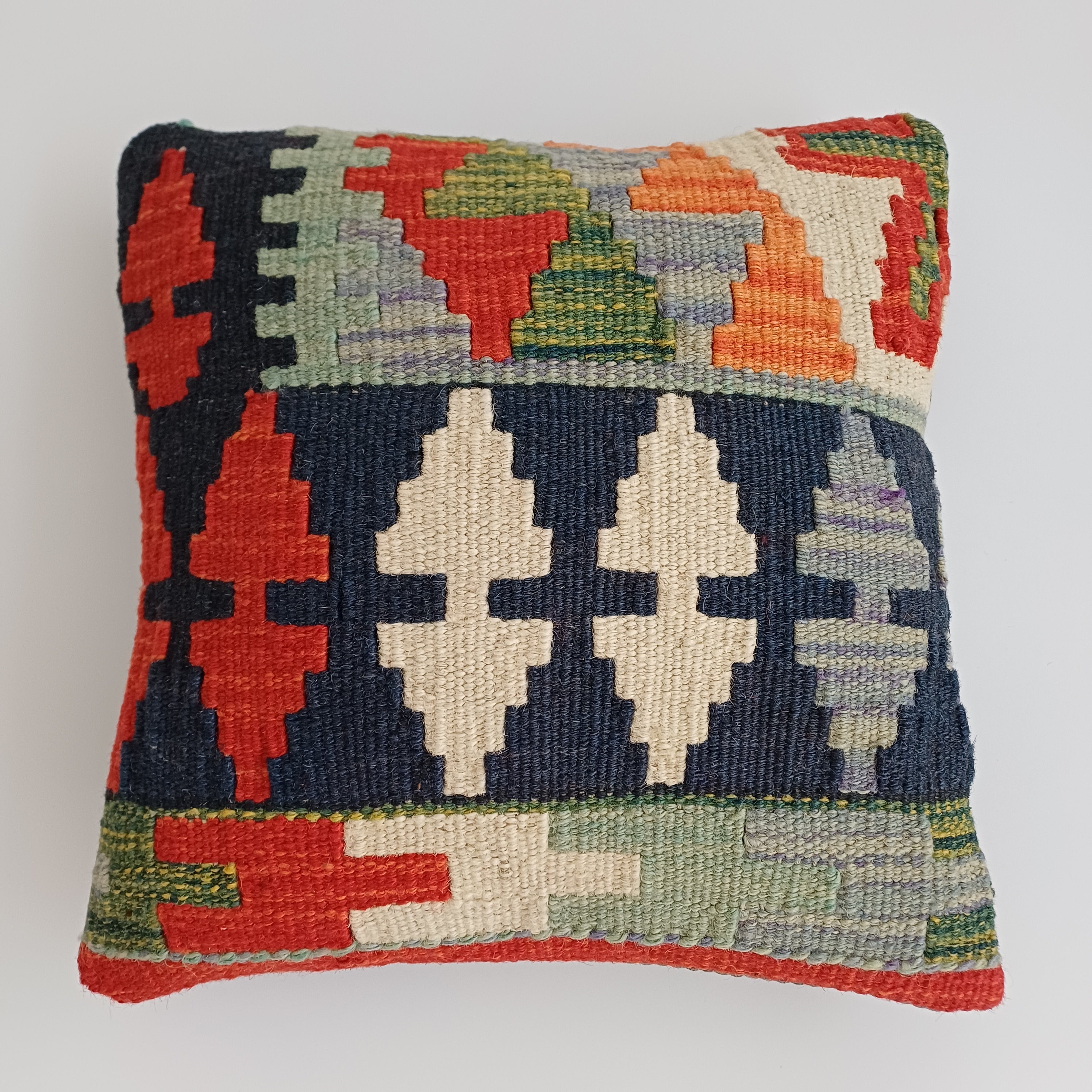 Afghan Handmade Multicoloured Kilim Cushion Cover 12''x12'' / 30x30 CM