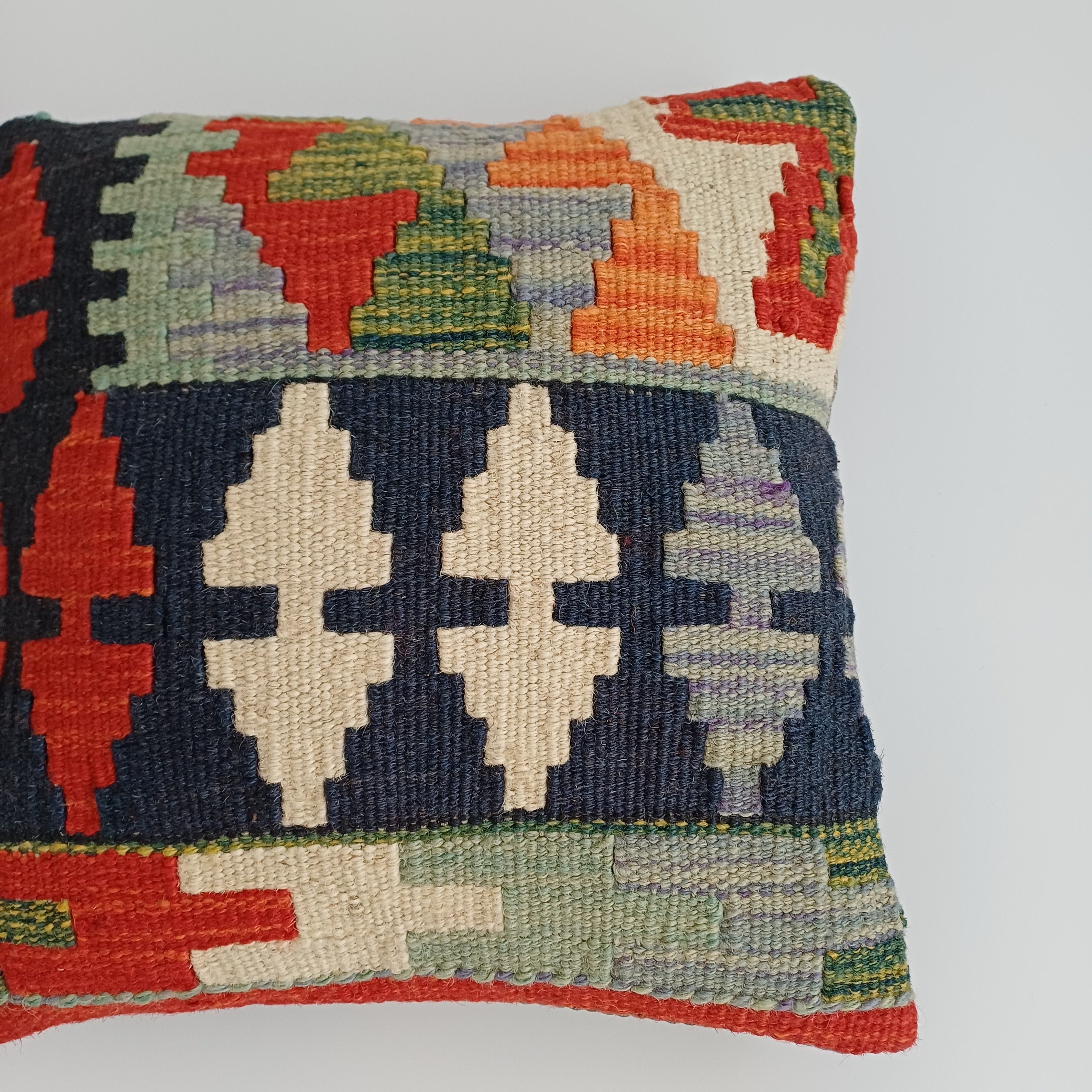 Afghan Handmade Multicoloured Kilim Cushion Cover 12''x12'' / 30x30 CM