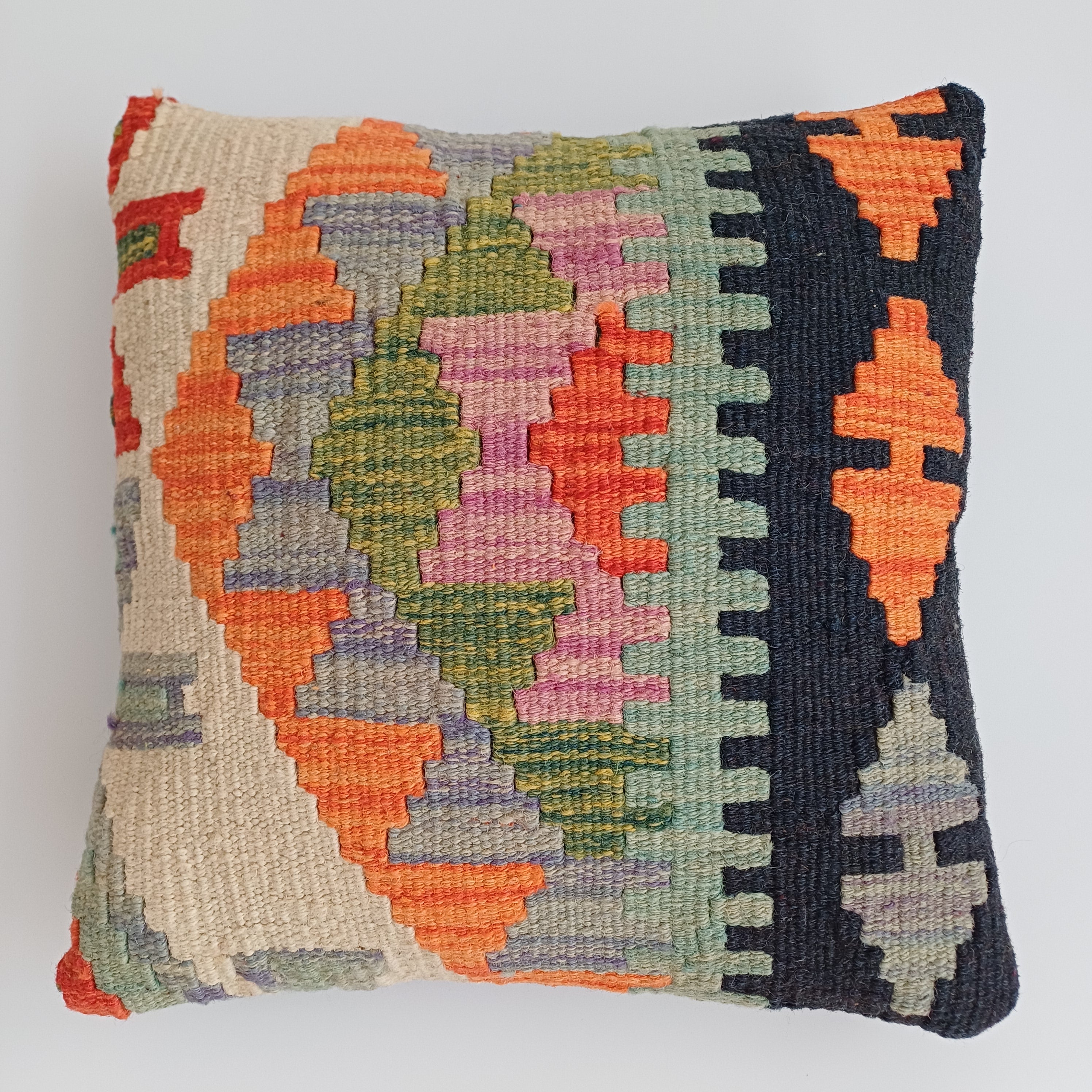 Afghan Handmade Multicoloured Kilim Cushion Cover 12''x12'' / 30x30 CM