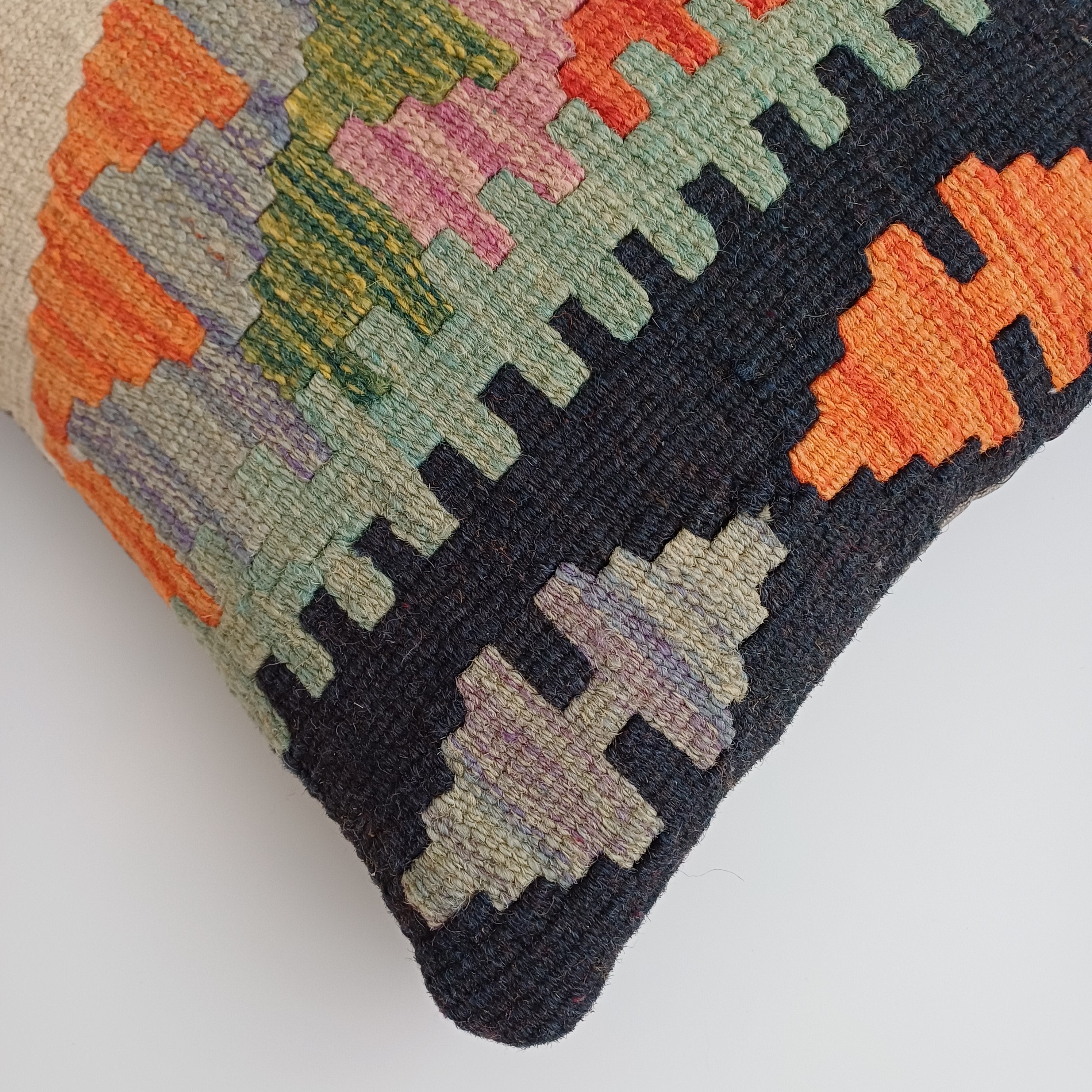 Afghan Handmade Multicoloured Kilim Cushion Cover 12''x12'' / 30x30 CM