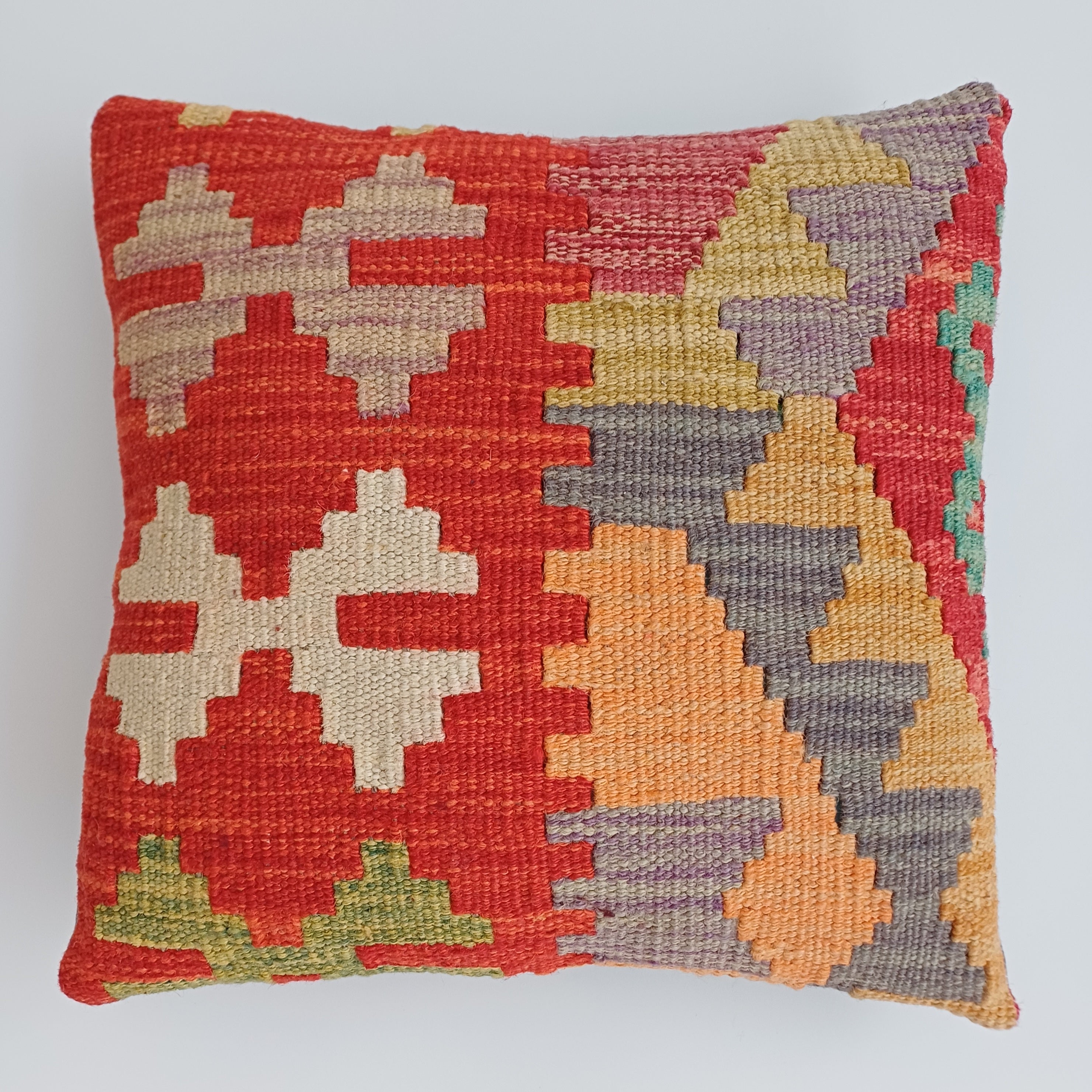 Afghan Handmade Multicoloured Kilim Cushion Cover 12''x12'' / 30x30 CM