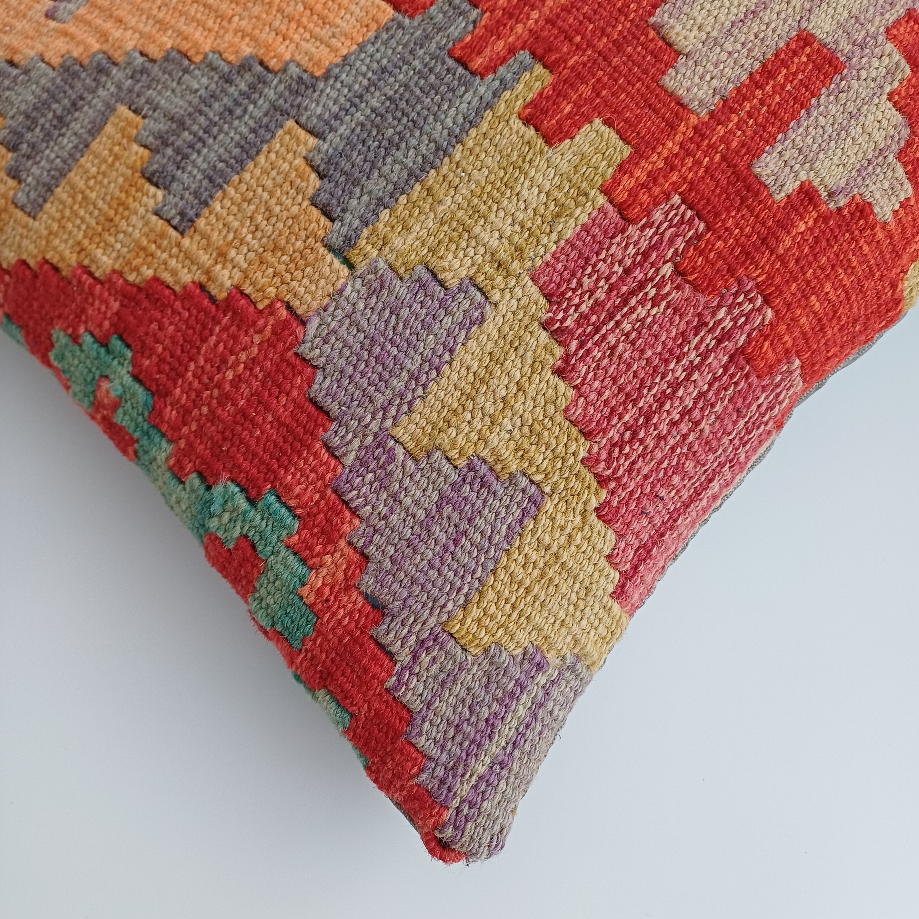 Afghan Handmade Multicoloured Kilim Cushion Cover 12''x12'' / 30x30 CM