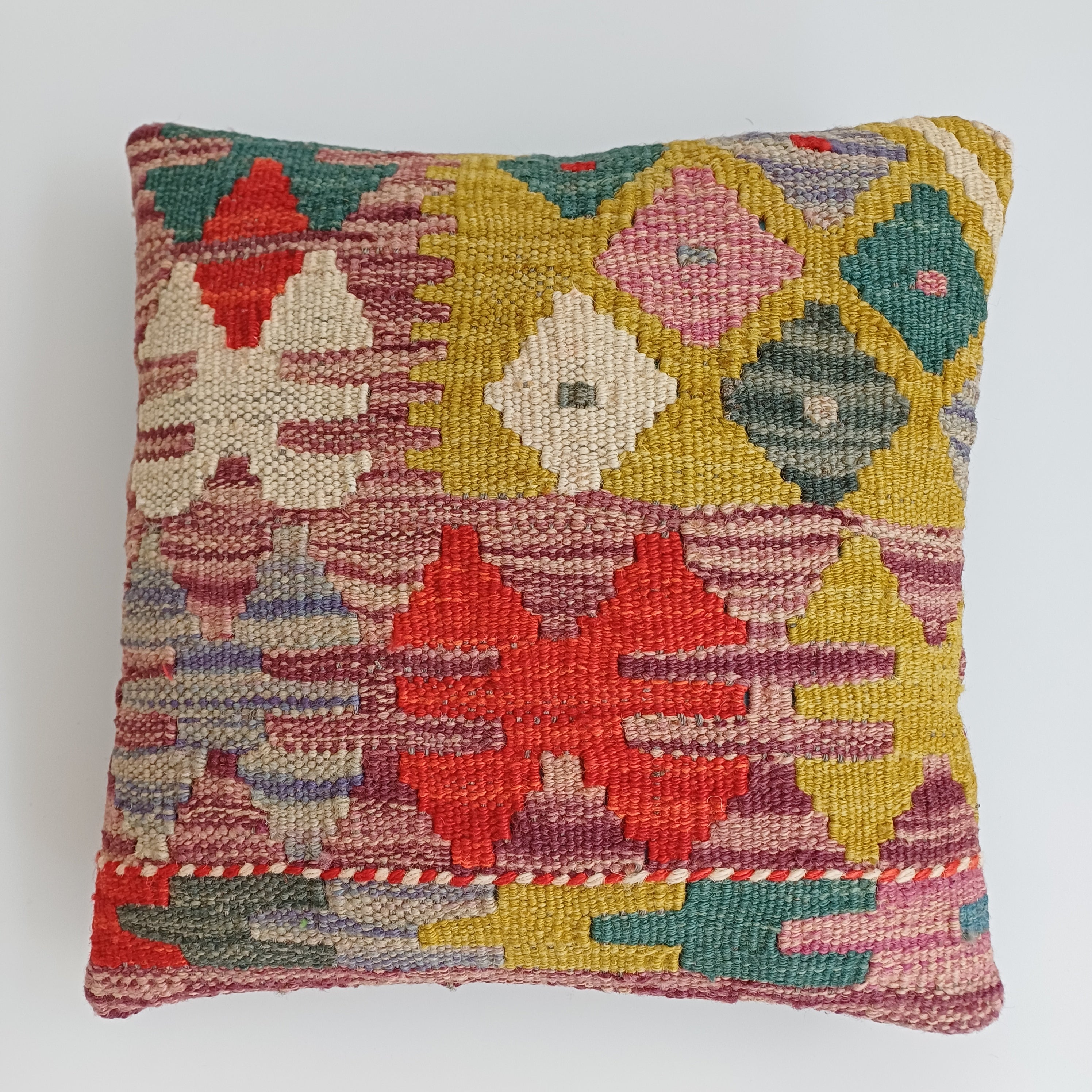 Afghan Handmade Multicoloured Kilim Cushion Cover 12''x12'' / 30x30 CM