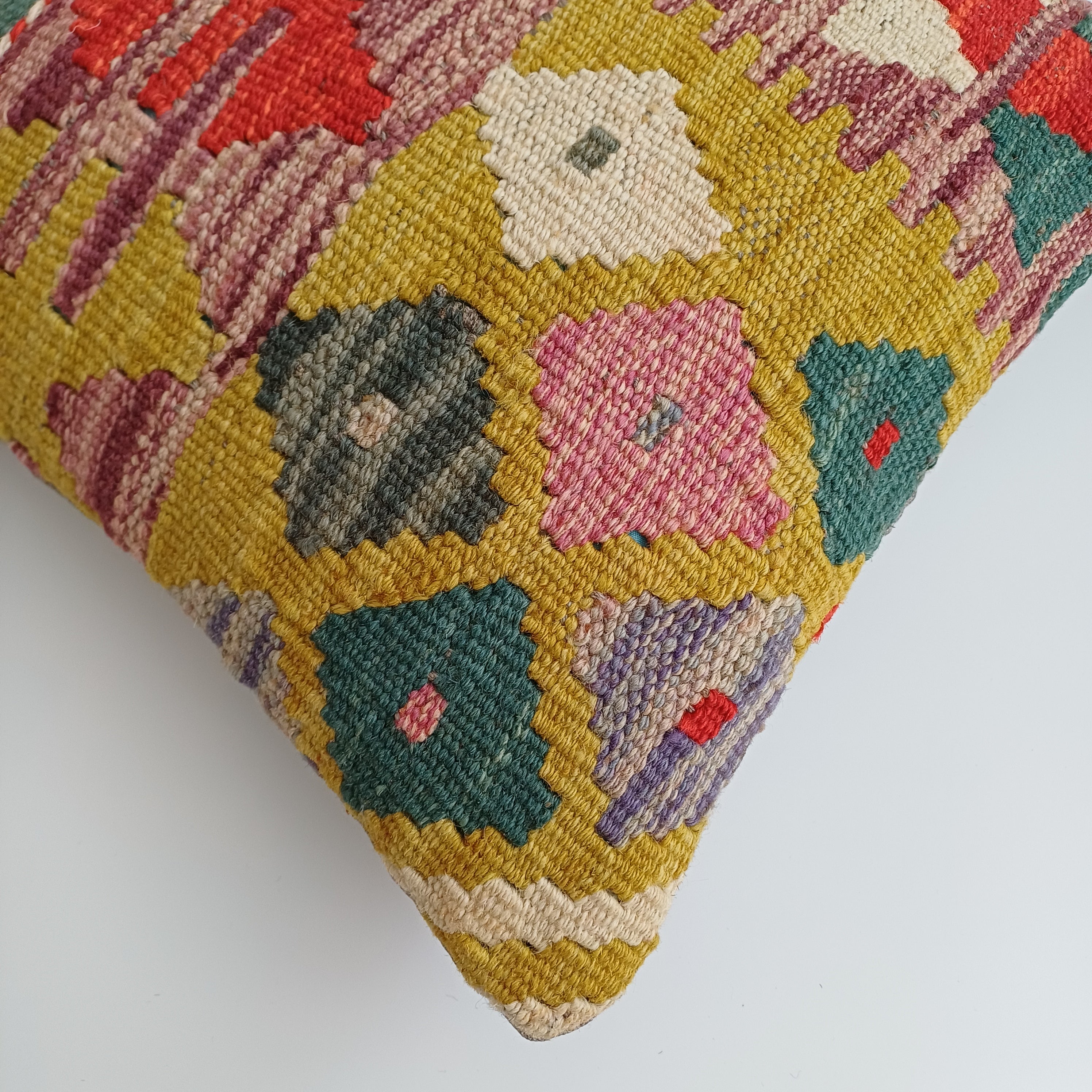 Afghan Handmade Multicoloured Kilim Cushion Cover 12''x12'' / 30x30 CM