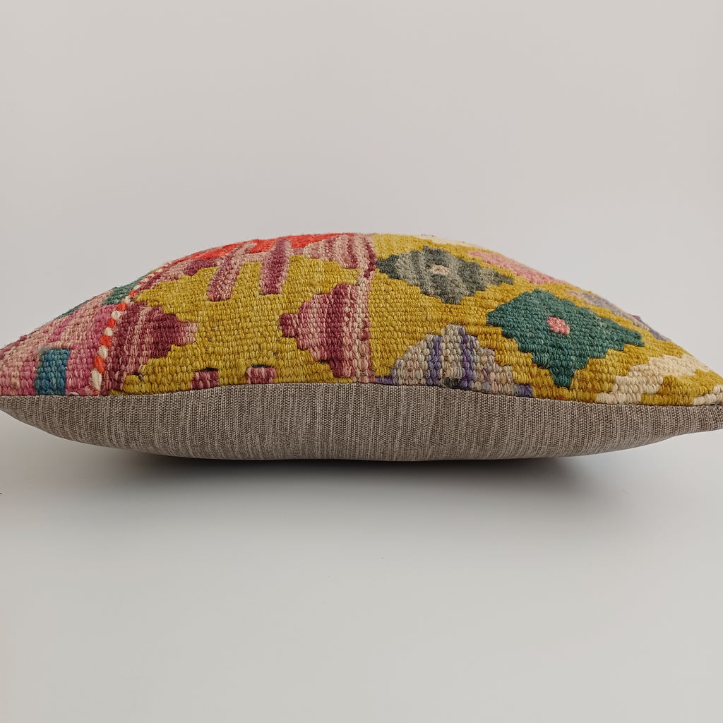 Afghan Handmade Multicoloured Kilim Cushion Cover 12''x12'' / 30x30 CM