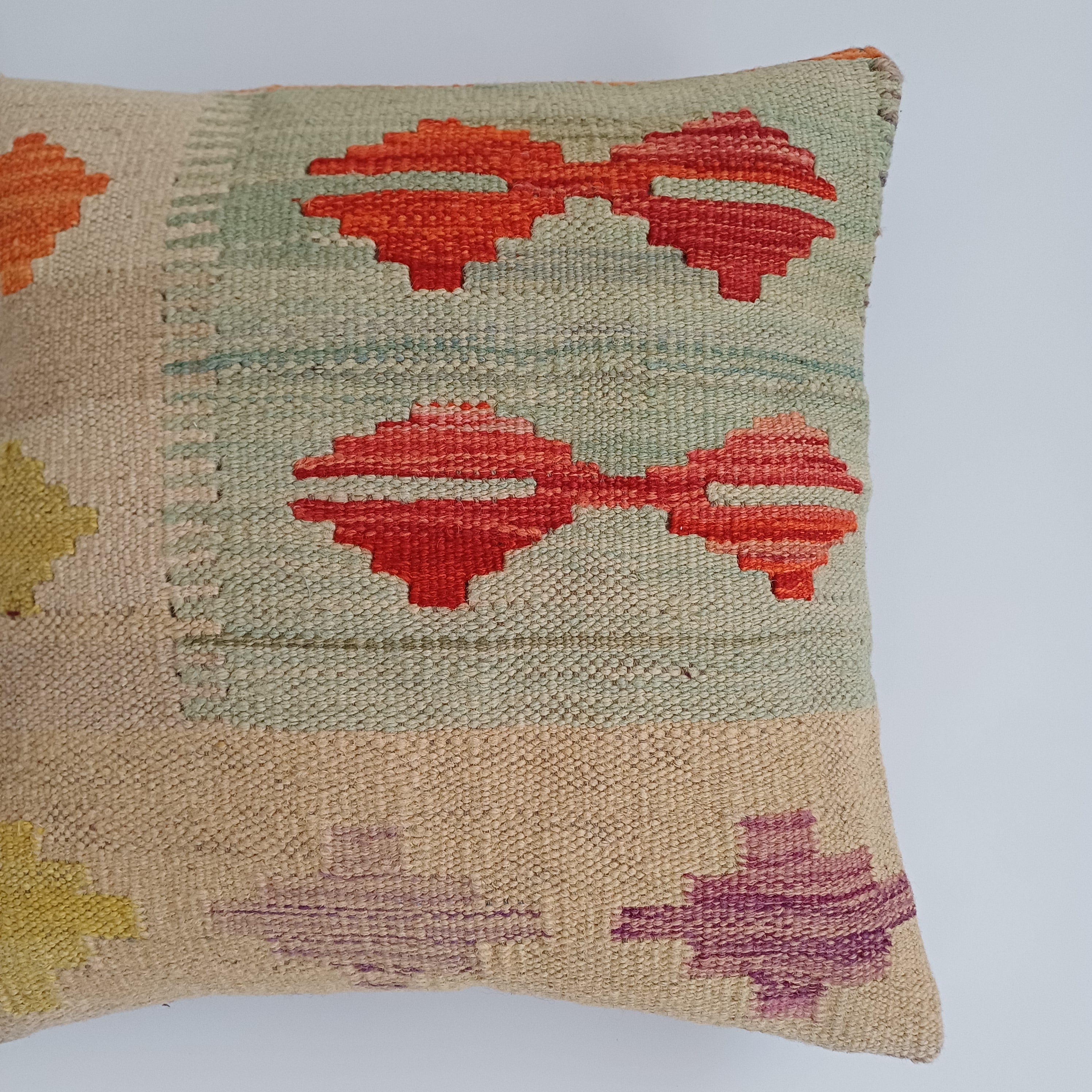 Afghan Handmade Multicoloured Kilim Cushion Cover 16''x16'' / 40x40 CM
