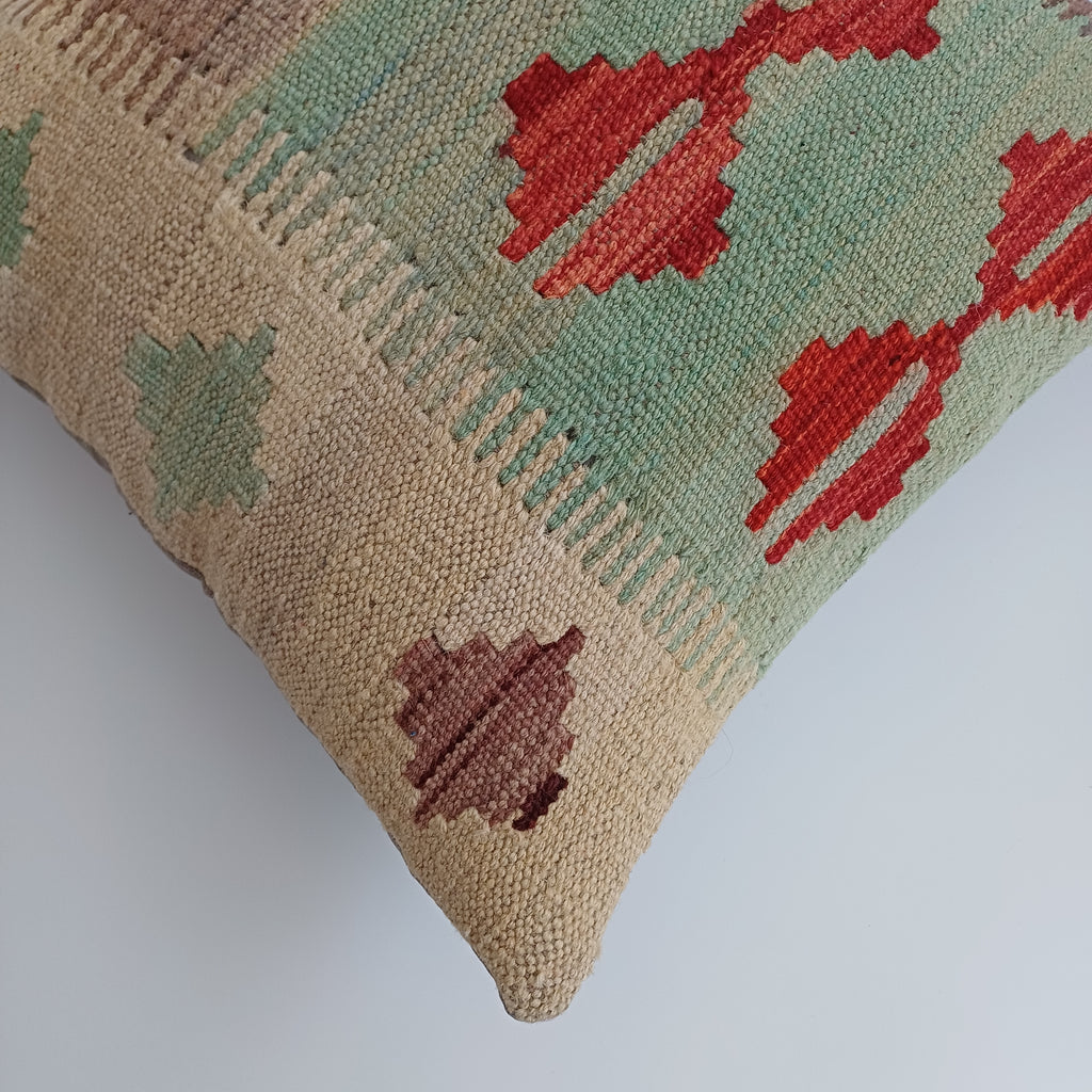 Afghan Handmade Multicoloured Kilim Cushion Cover 16''x16'' / 43x43 CM