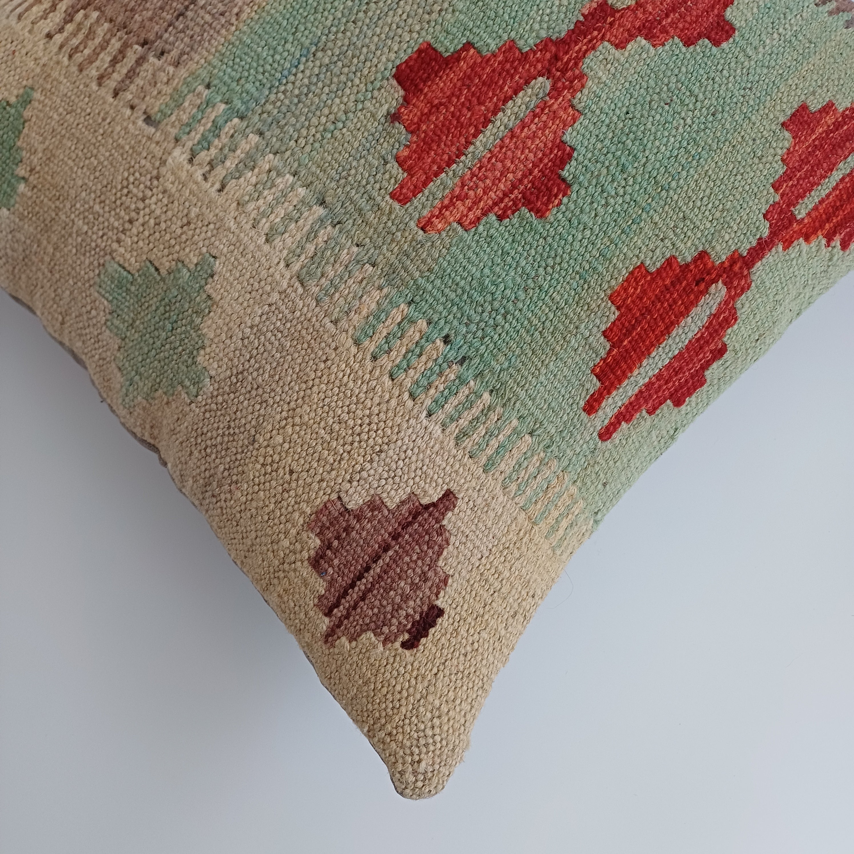 Afghan Handmade Multicoloured Kilim Cushion Cover 16''x16'' / 43x43 CM