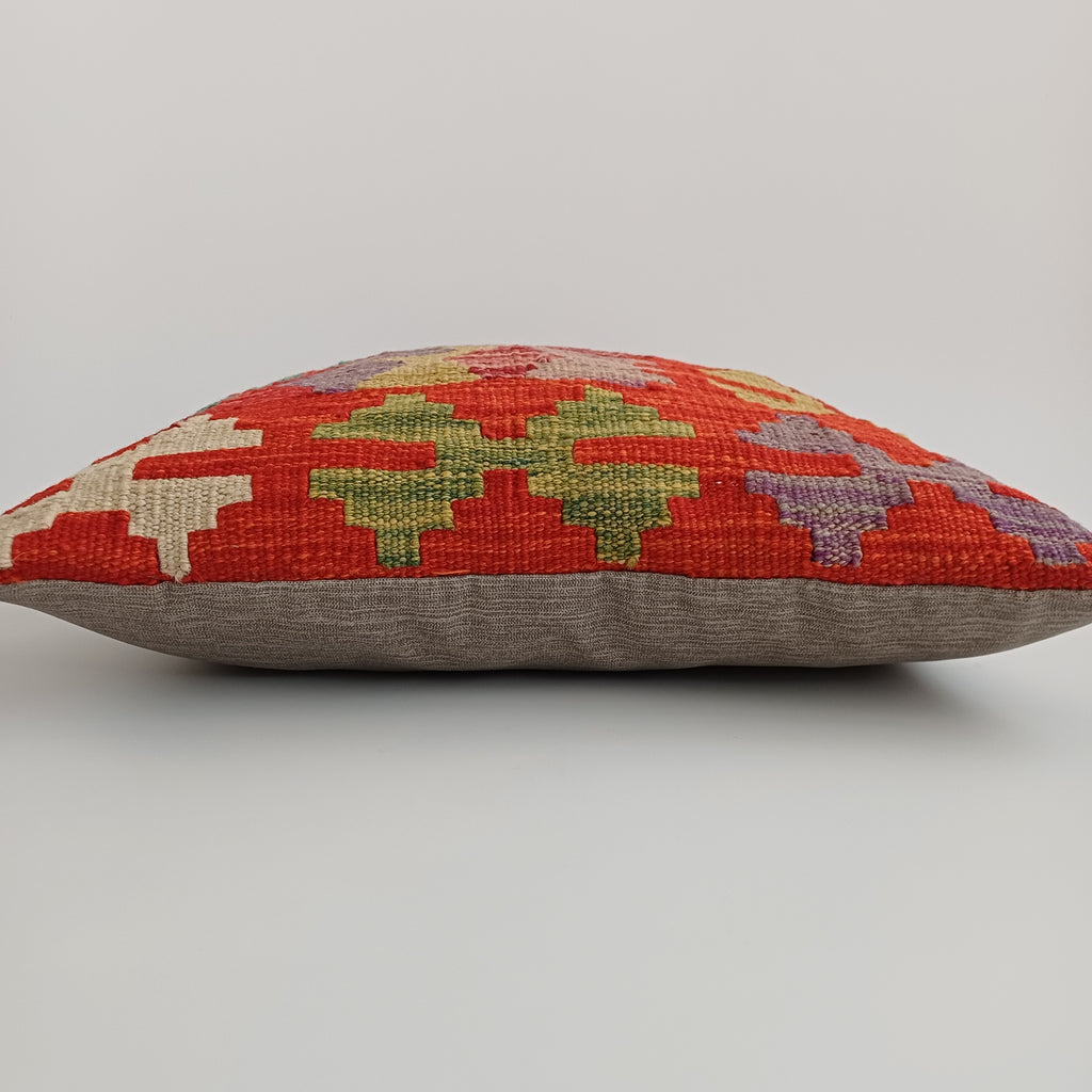 Afghan Handmade Multicoloured Kilim Cushion Cover 16''x16'' / 44x39 CM