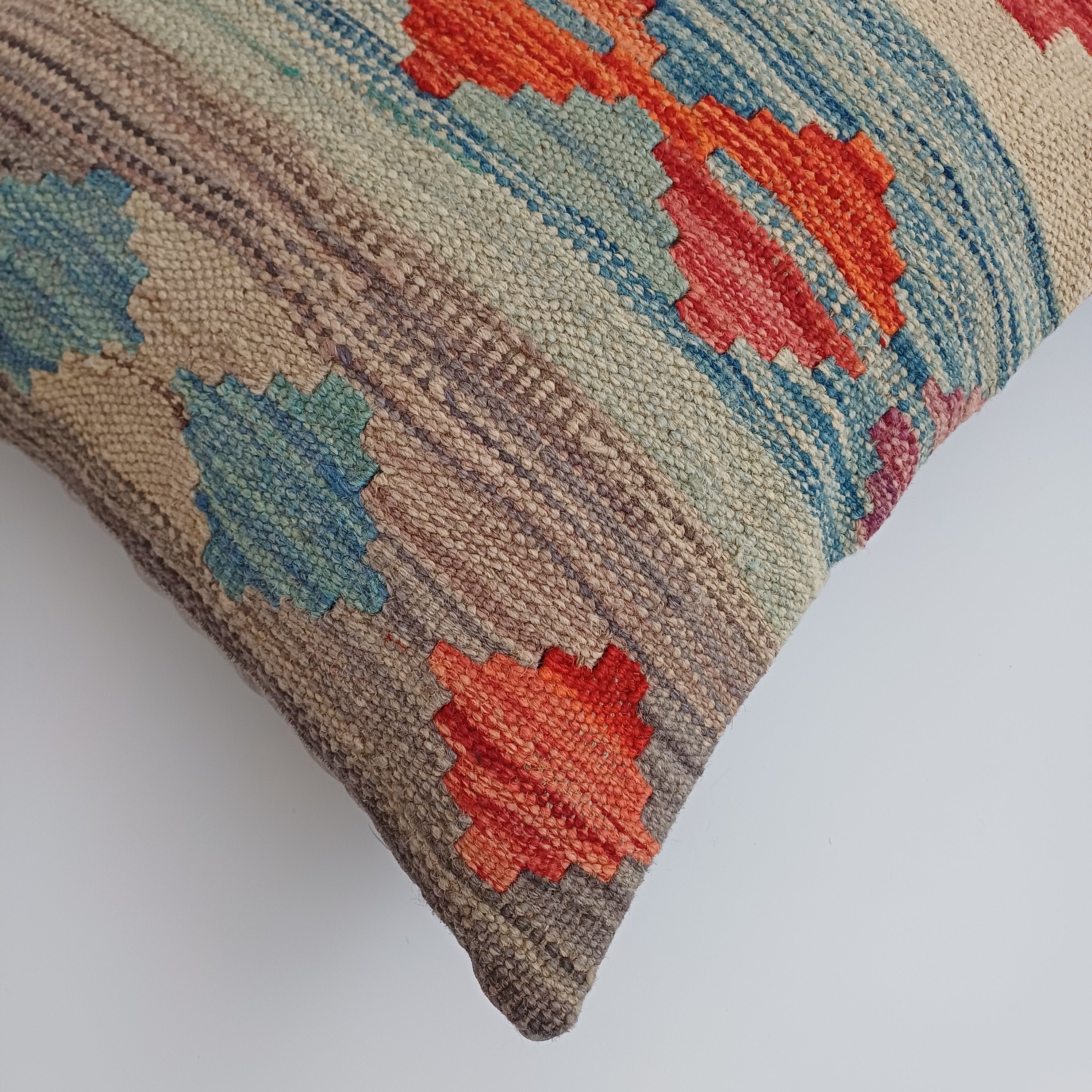 Afghan Handmade Multicoloured Kilim Cushion Cover 16''x16'' / 44x40 CM
