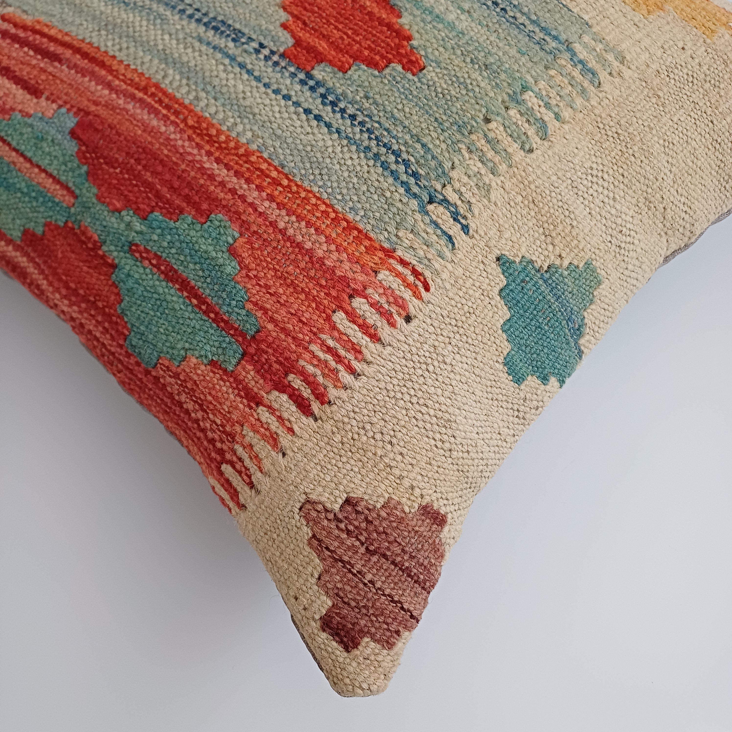 Afghan Handmade Multicoloured Kilim Cushion Cover 16''x16'' / 44x41 CM