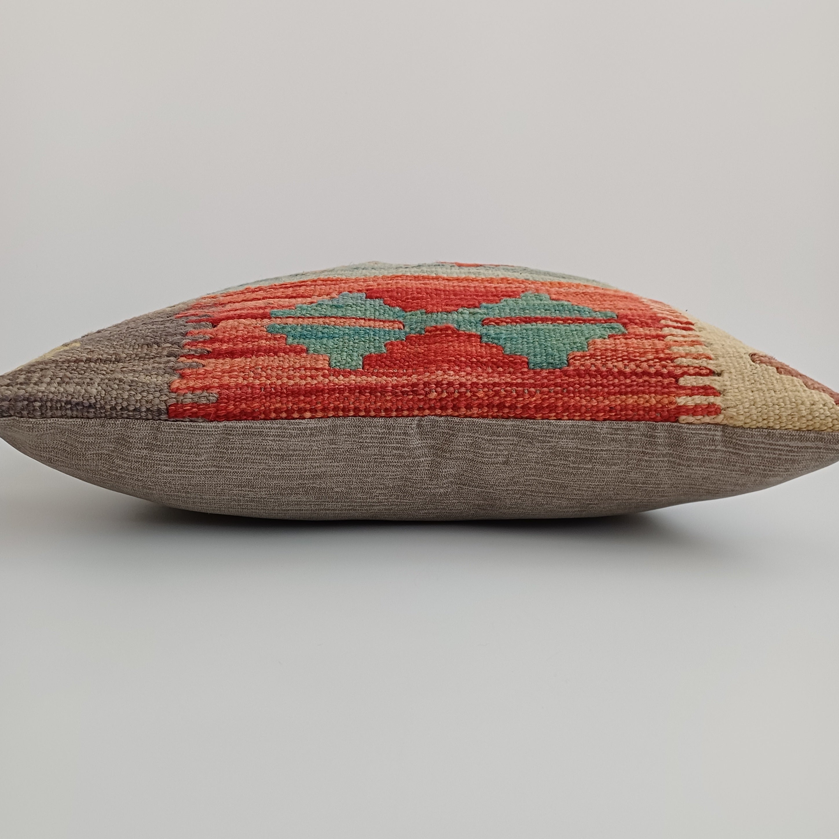 Afghan Handmade Multicoloured Kilim Cushion Cover 16''x16'' / 44x41 CM