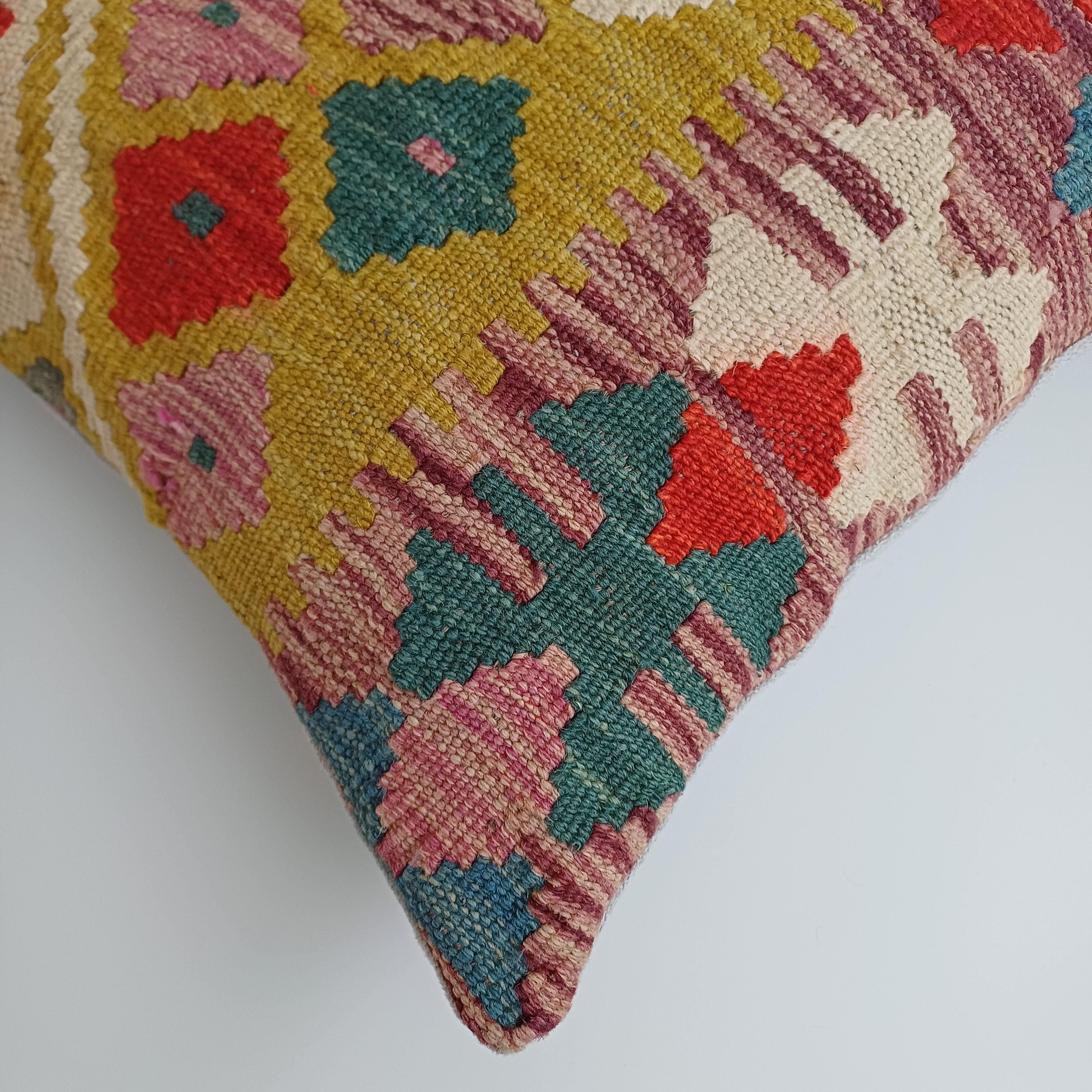 Afghan Handmade Multicoloured Kilim Cushion Cover 16''x16'' / 40x40 CM