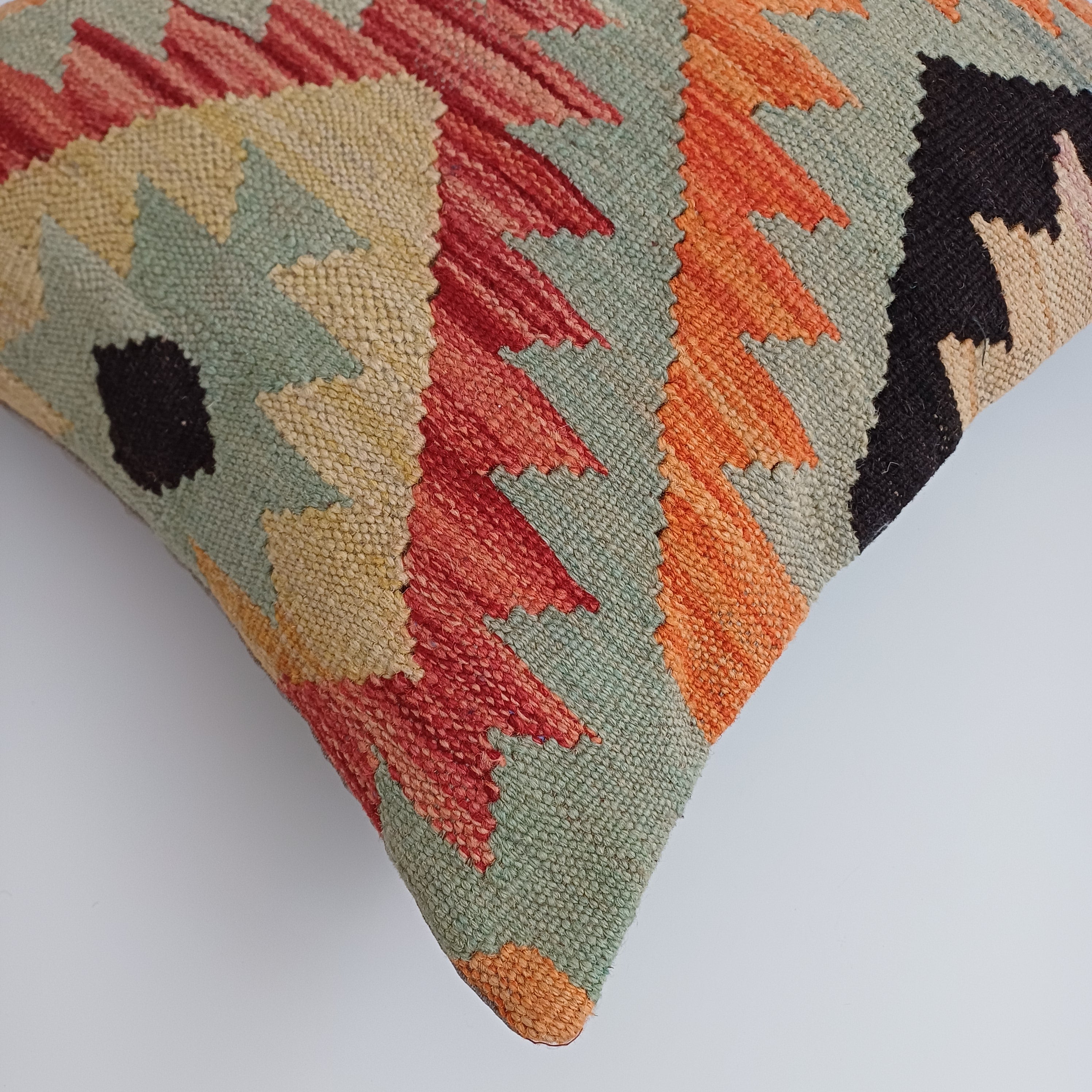 Afghan Handmade Multicoloured Kilim Cushion Cover 16''x16'' / 40x40 CM