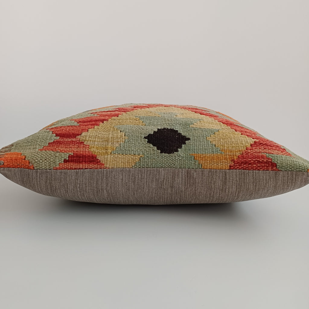 Afghan Handmade Multicoloured Kilim Cushion Cover 16''x16'' / 40x40 CM