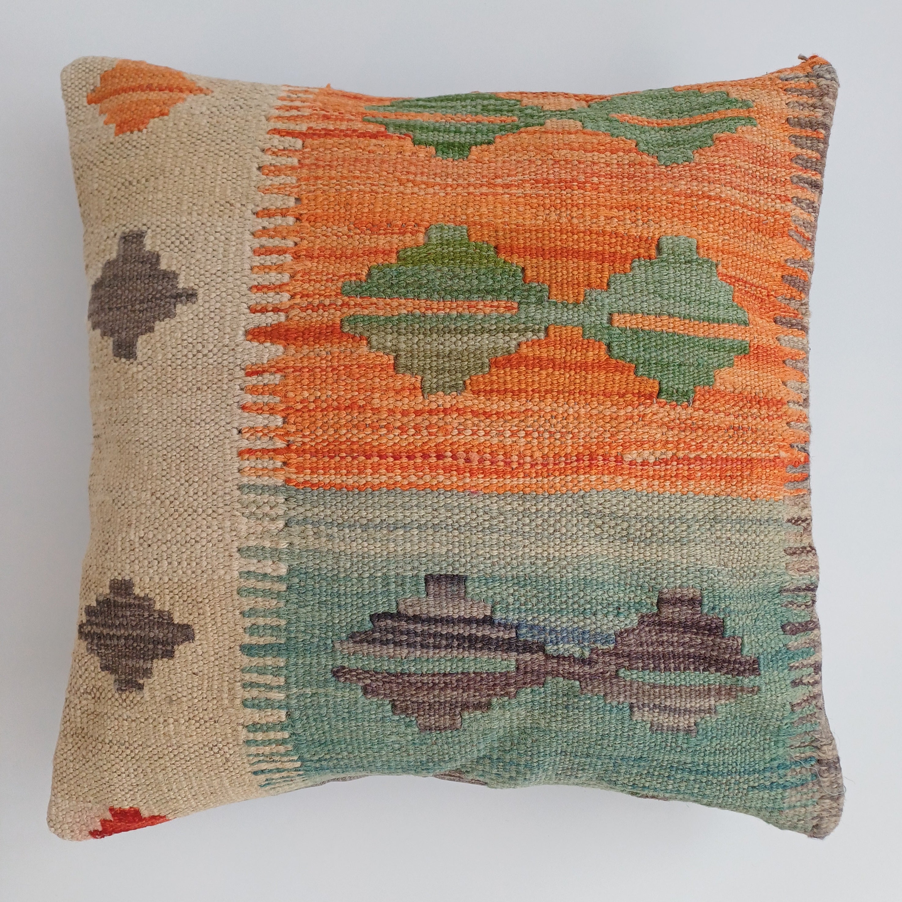 Afghan Handmade Multicoloured Kilim Cushion Cover 16''x16'' / 40x40 CM