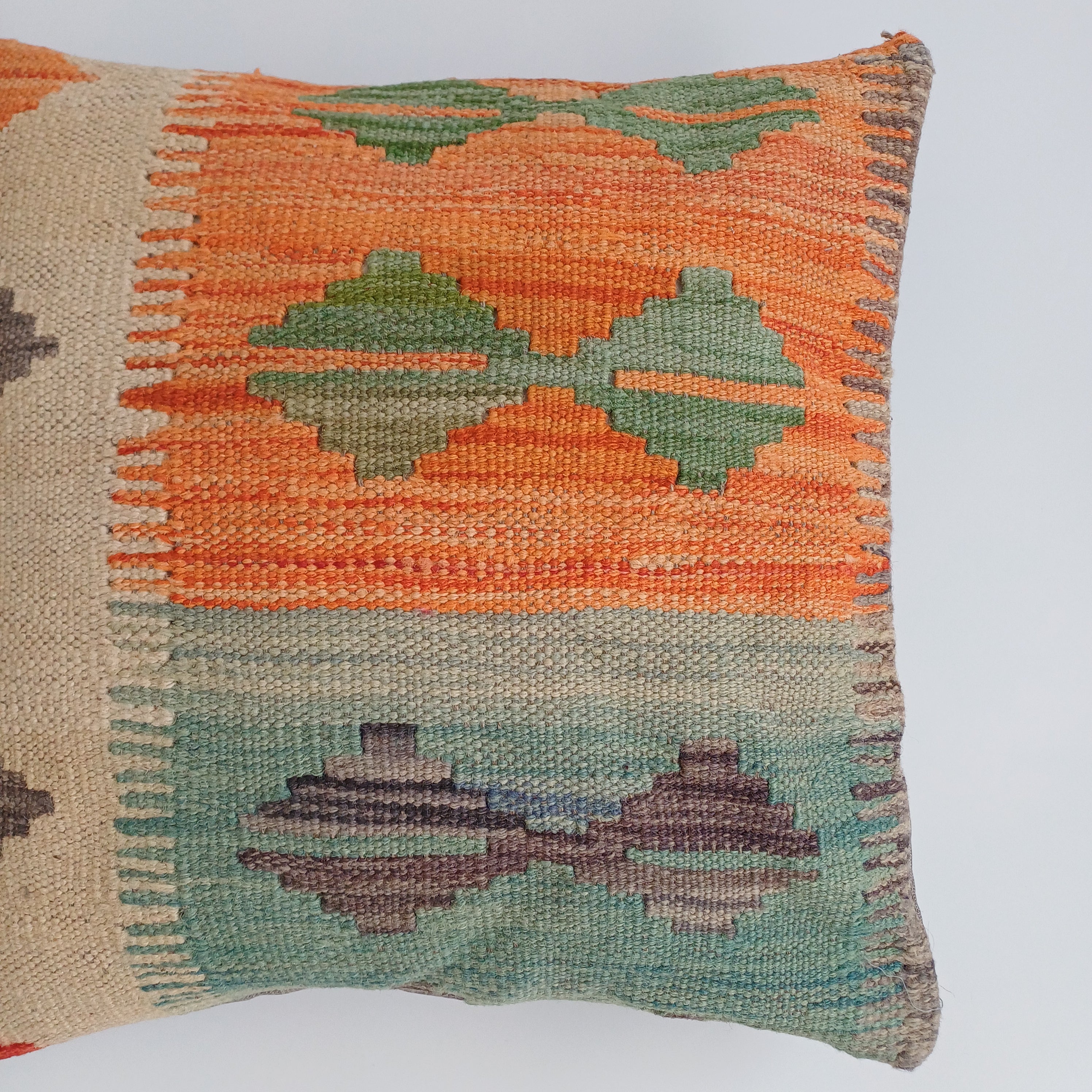 Afghan Handmade Multicoloured Kilim Cushion Cover 16''x16'' / 40x40 CM