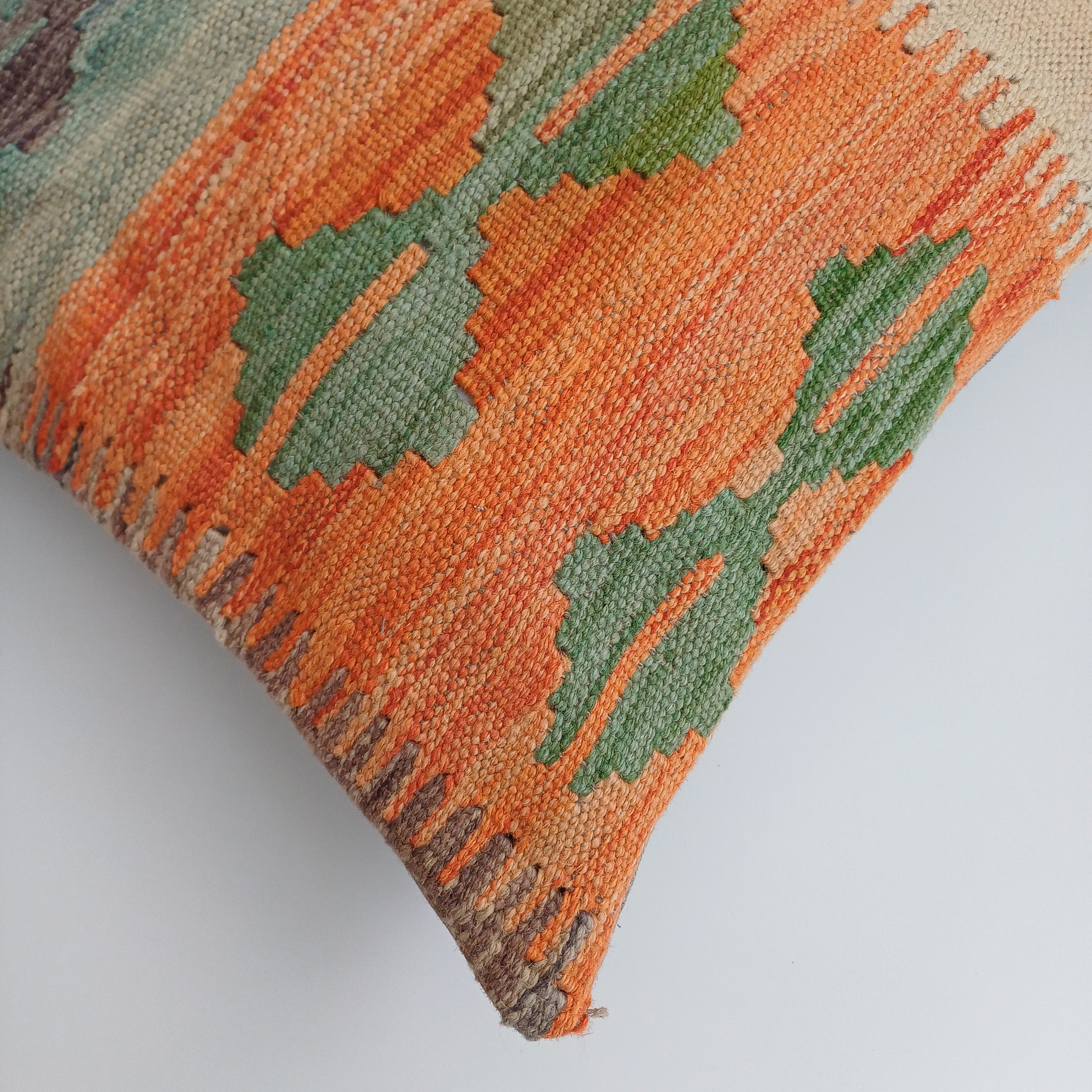 Afghan Handmade Multicoloured Kilim Cushion Cover 16''x16'' / 40x40 CM