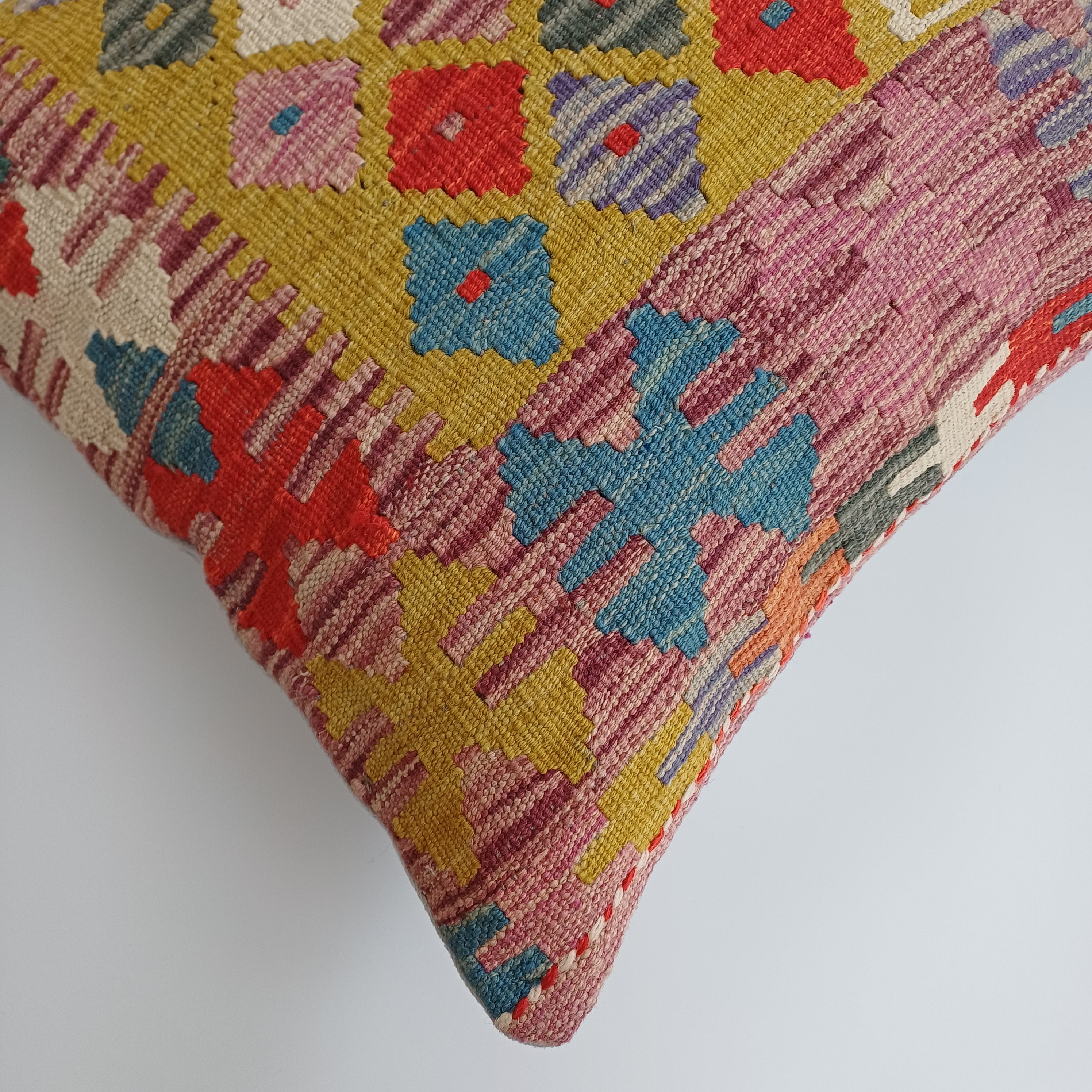 Afghan Handmade Multicoloured Kilim Cushion Cover 20''x20'' / 50x50 CM