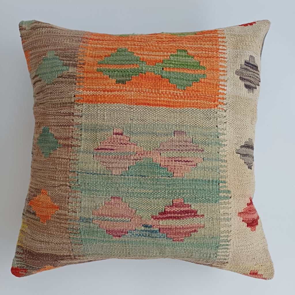 Afghan Handmade Multicoloured Kilim Cushion Cover 20''x20'' / 50x50 CM