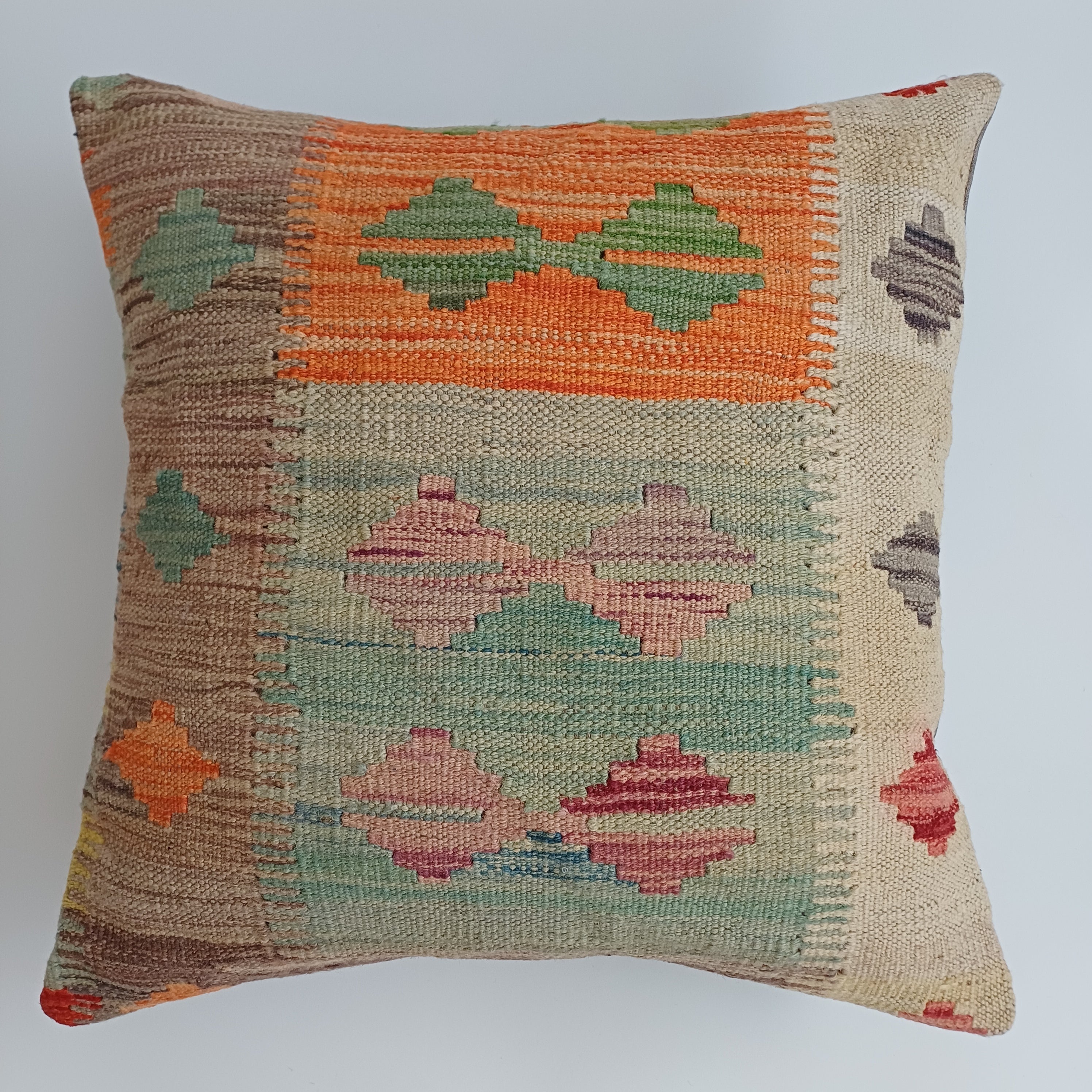 Afghan Handmade Multicoloured Kilim Cushion Cover 20''x20'' / 50x50 CM