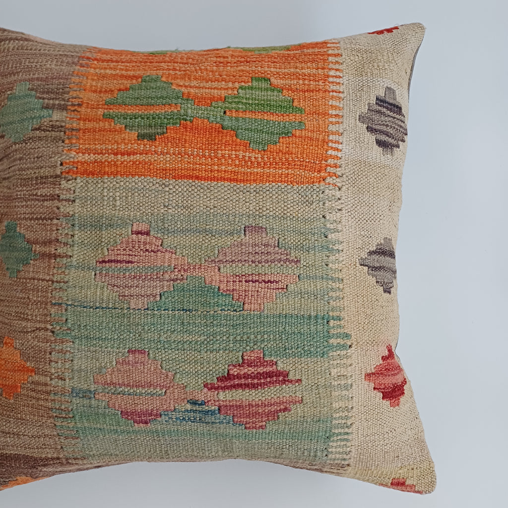 Afghan Handmade Multicoloured Kilim Cushion Cover 20''x20'' / 50x50 CM