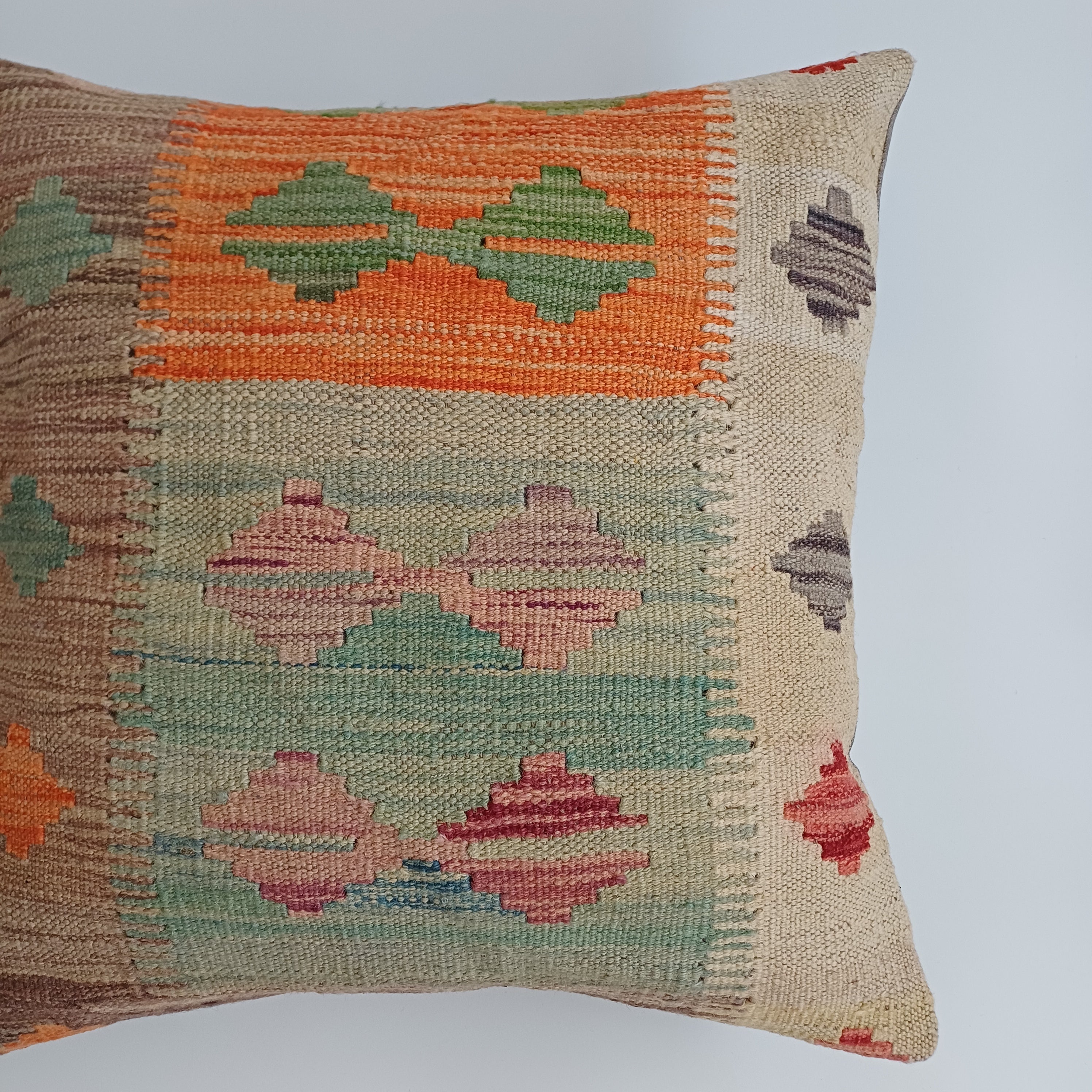 Afghan Handmade Multicoloured Kilim Cushion Cover 20''x20'' / 50x50 CM