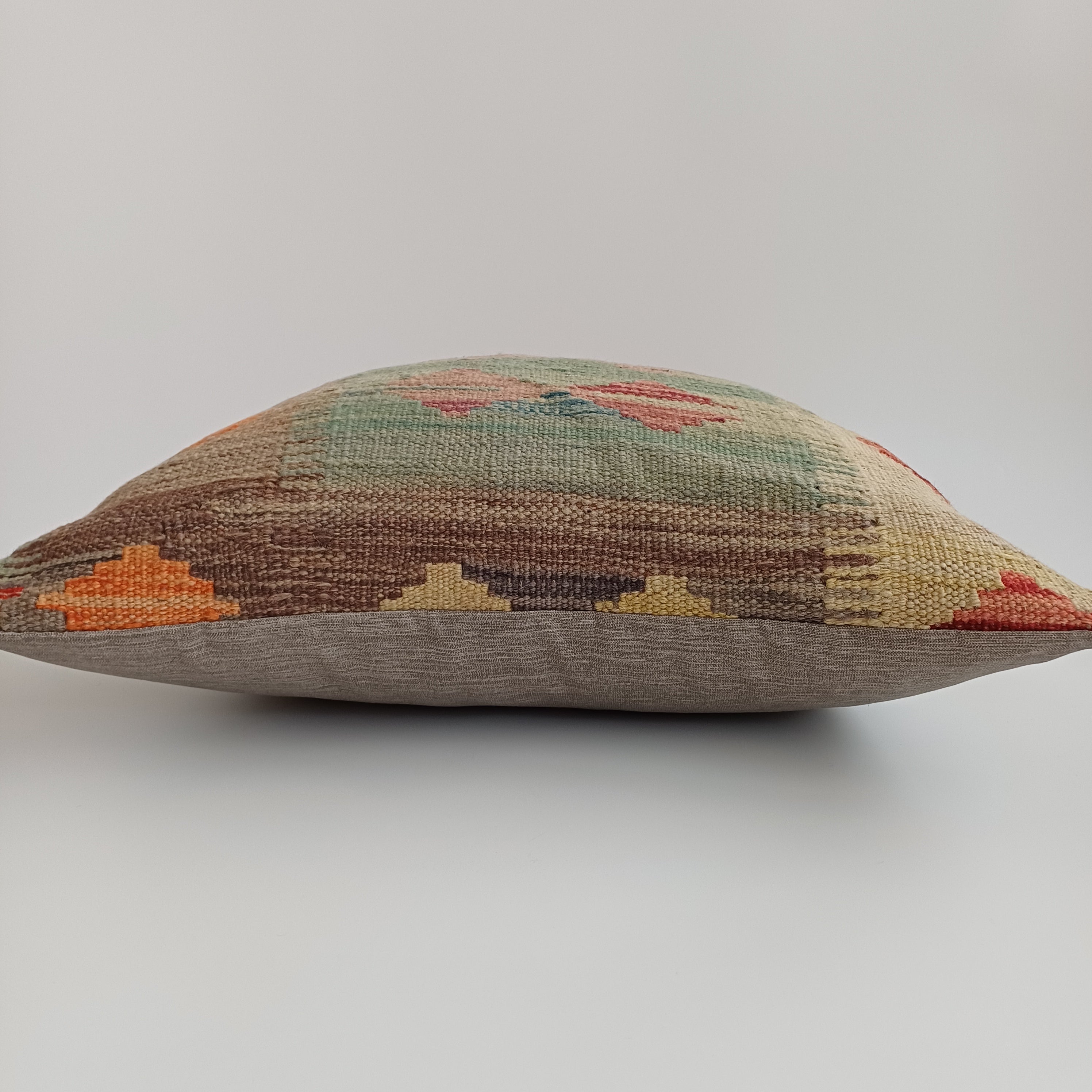 Afghan Handmade Multicoloured Kilim Cushion Cover 20''x20'' / 50x50 CM