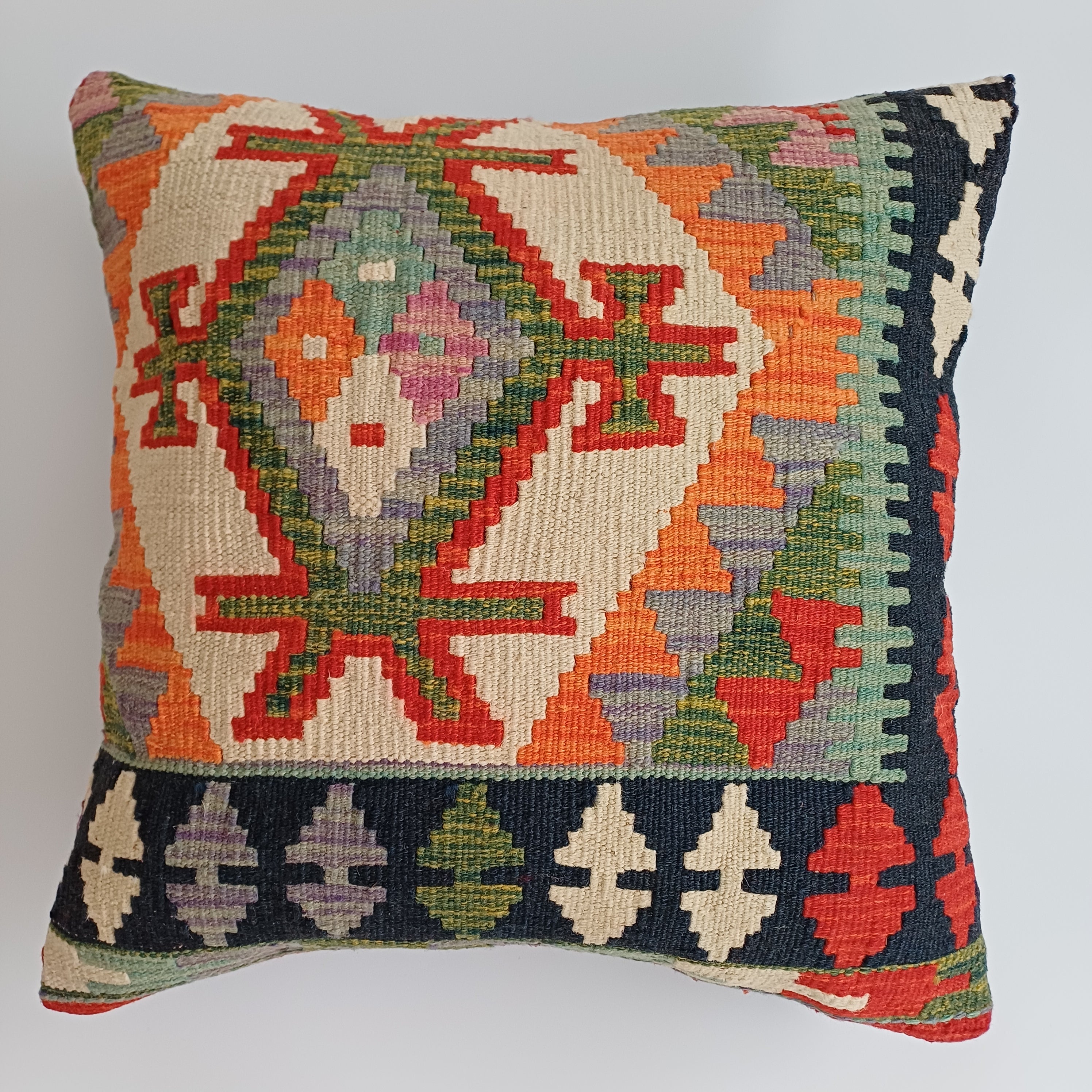 Afghan Handmade Multicoloured Kilim Cushion Cover 20''x20'' / 50x50 CM