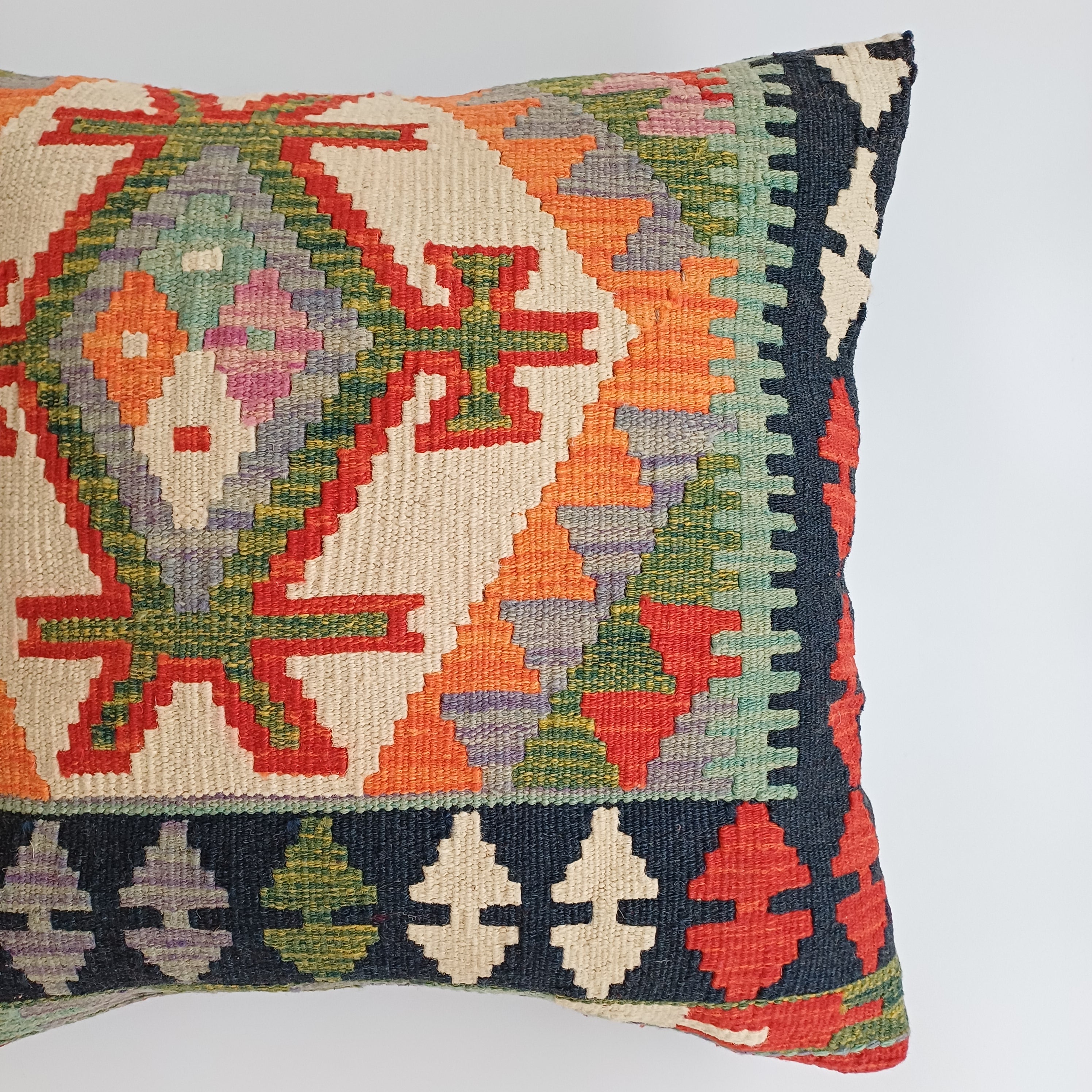 Afghan Handmade Multicoloured Kilim Cushion Cover 20''x20'' / 50x50 CM