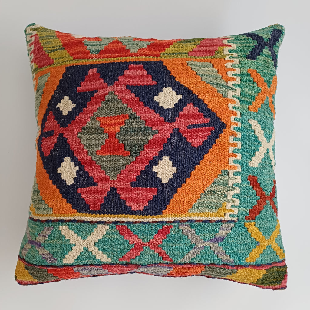 Afghan Handmade Multicoloured Kilim Cushion Cover 20''x20'' / 50x50 CM
