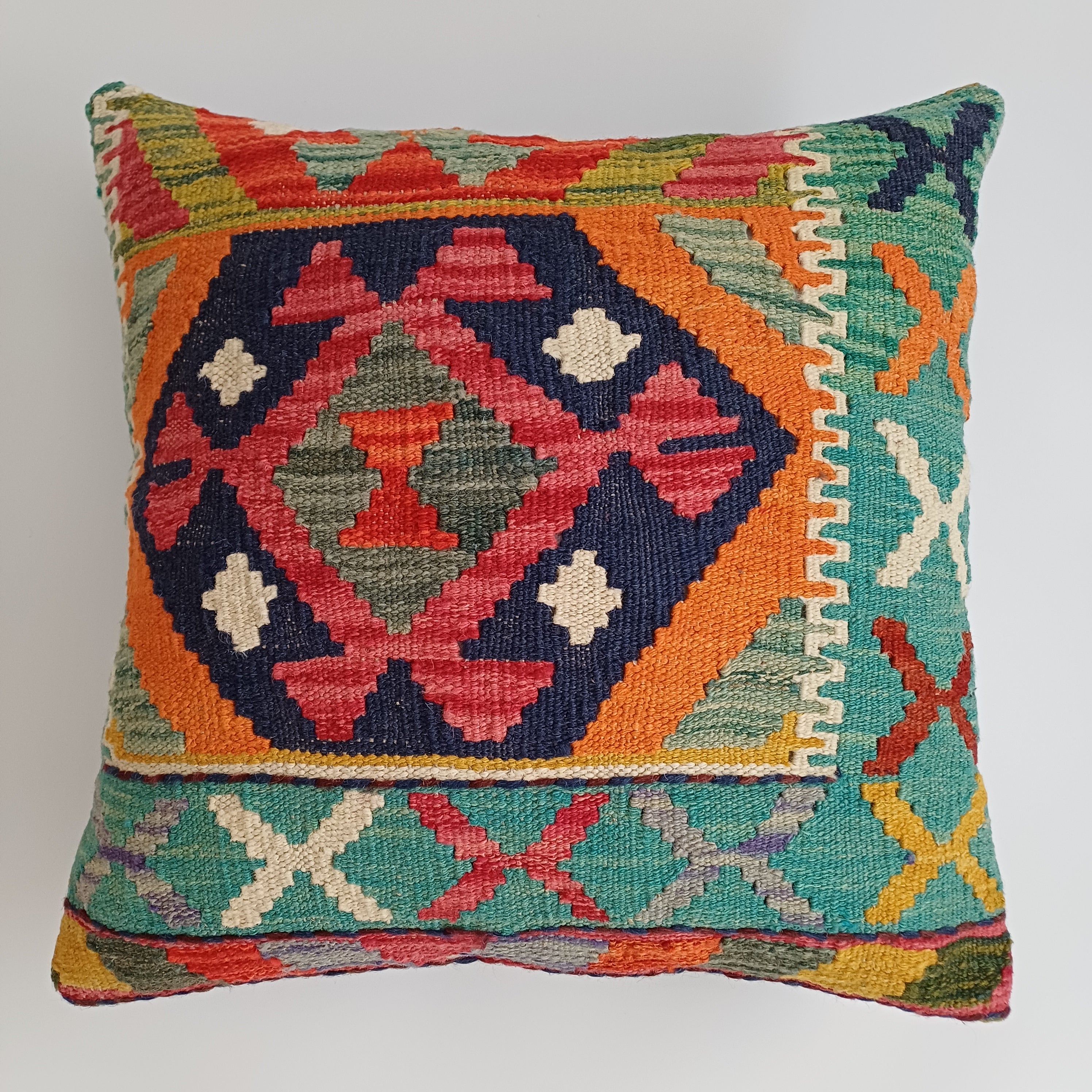 Afghan Handmade Multicoloured Kilim Cushion Cover 20''x20'' / 50x50 CM