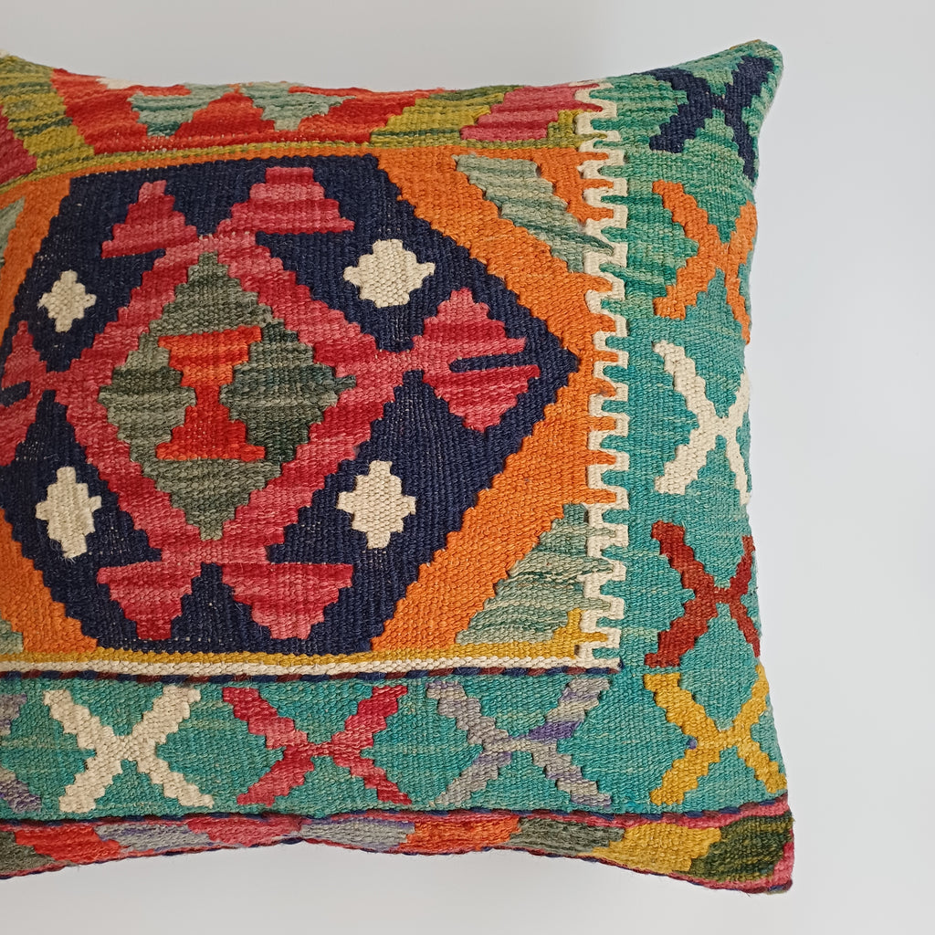 Afghan Handmade Multicoloured Kilim Cushion Cover 20''x20'' / 50x50 CM