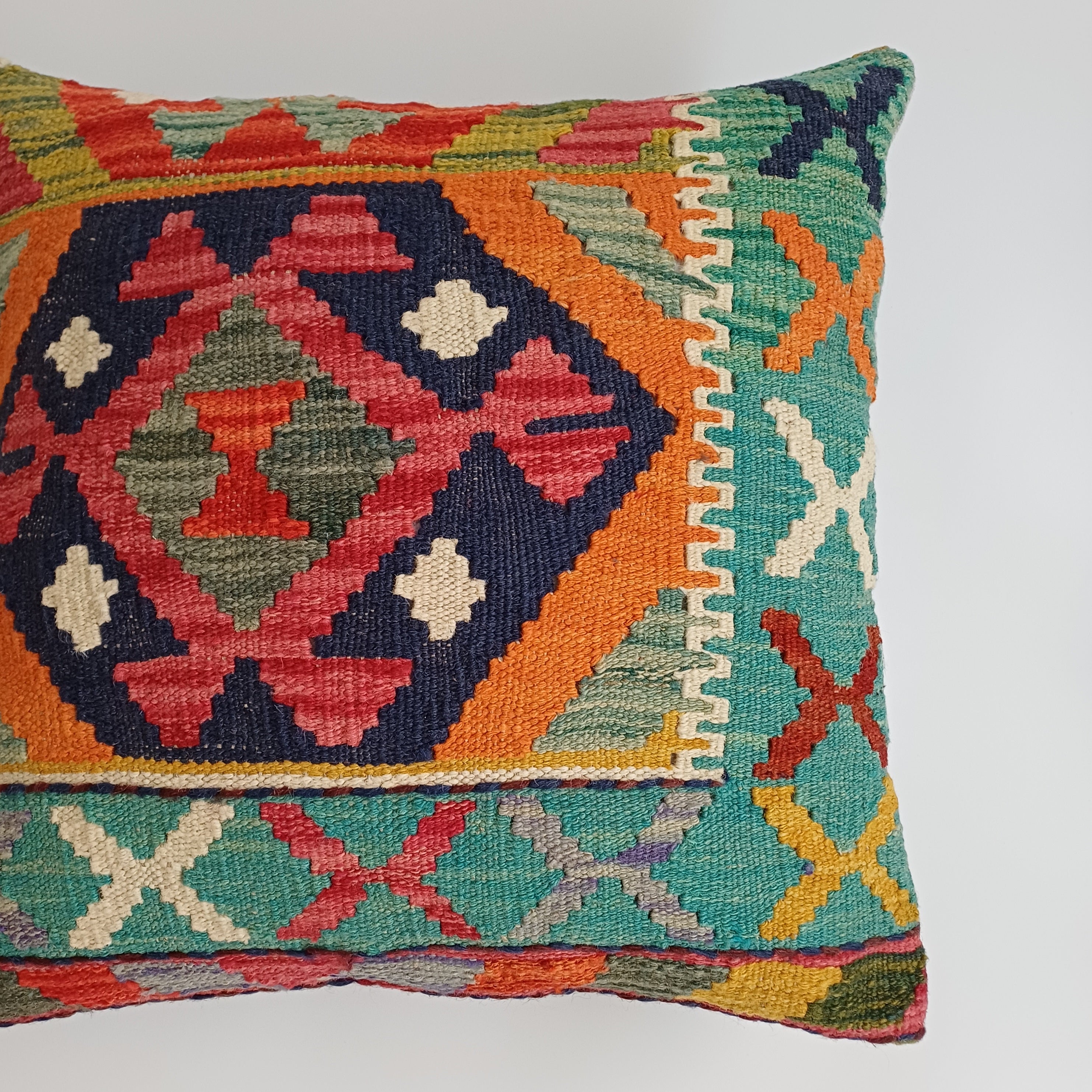 Afghan Handmade Multicoloured Kilim Cushion Cover 20''x20'' / 50x50 CM