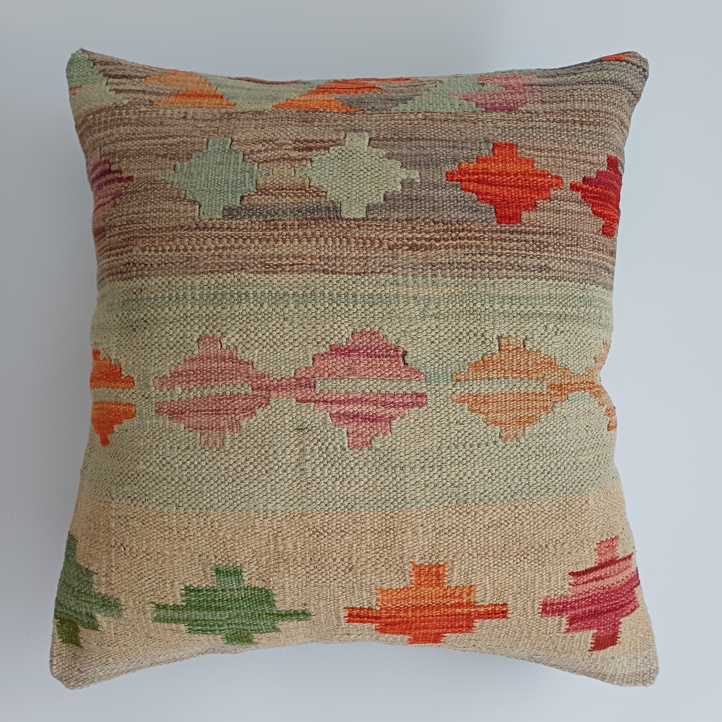 Afghan Handmade Multicoloured Kilim Cushion Cover 20''x20'' / 50x50 CM