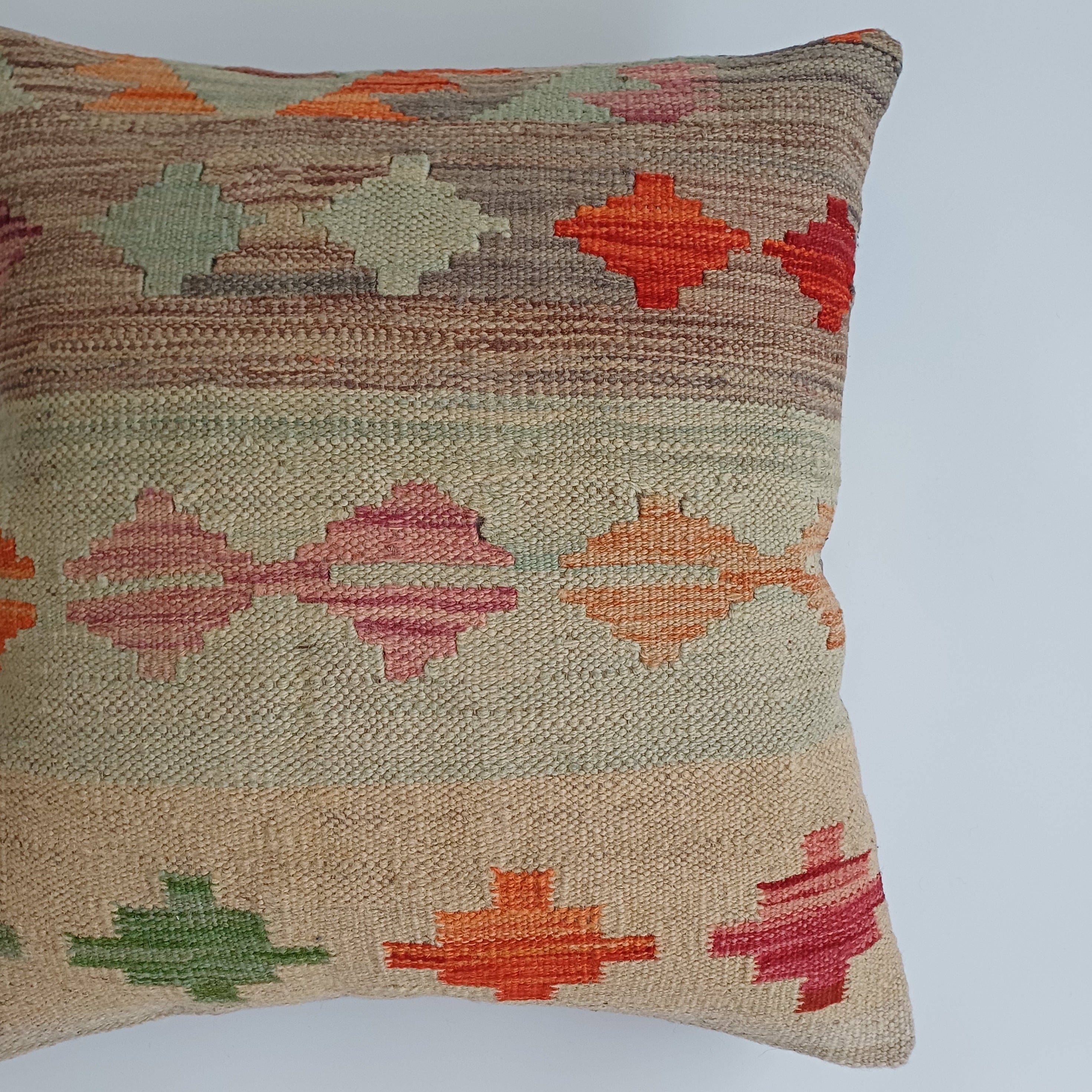 Afghan Handmade Multicoloured Kilim Cushion Cover 20''x20'' / 50x50 CM