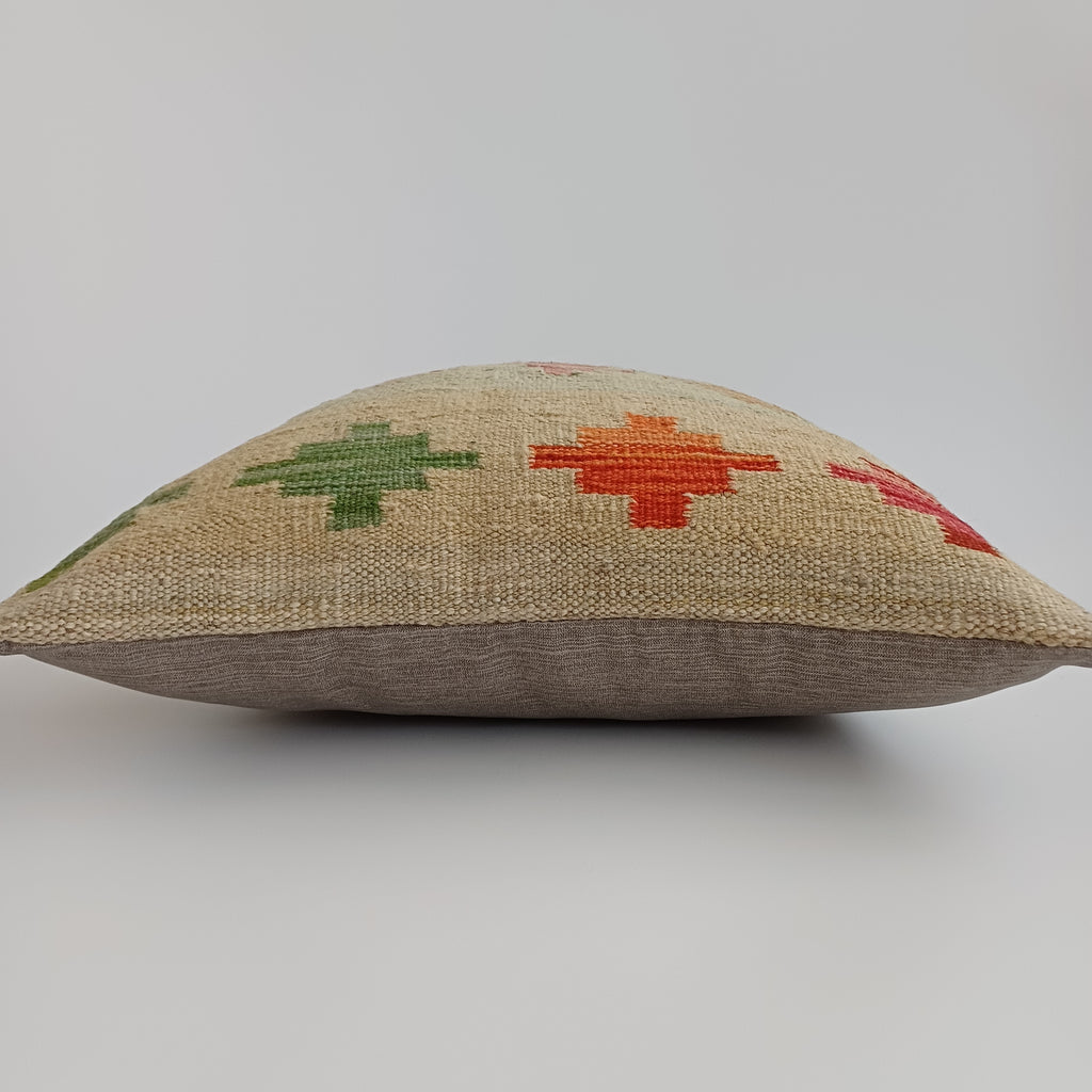 Afghan Handmade Multicoloured Kilim Cushion Cover 20''x20'' / 50x50 CM