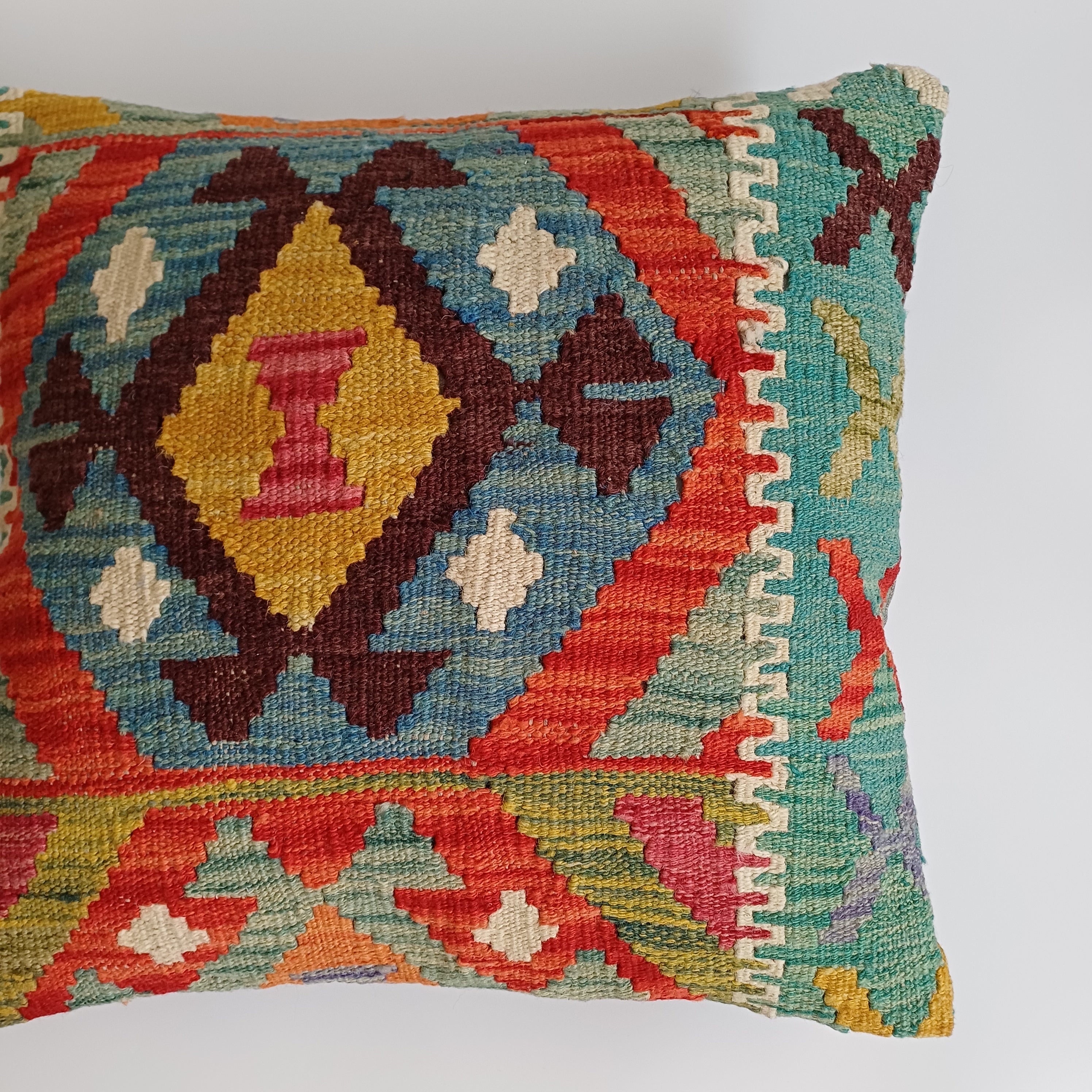 Afghan Handmade Multicoloured Kilim Cushion Cover 20''x20'' / 48x48 CM