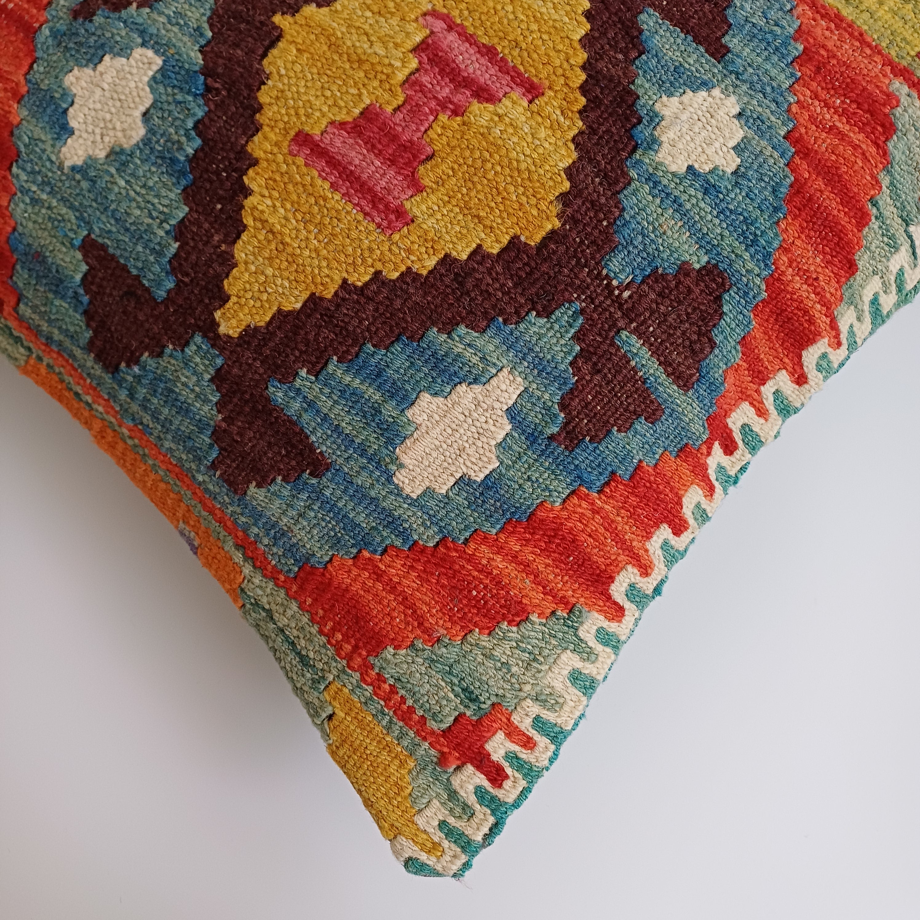 Afghan Handmade Multicoloured Kilim Cushion Cover 20''x20'' / 48x48 CM