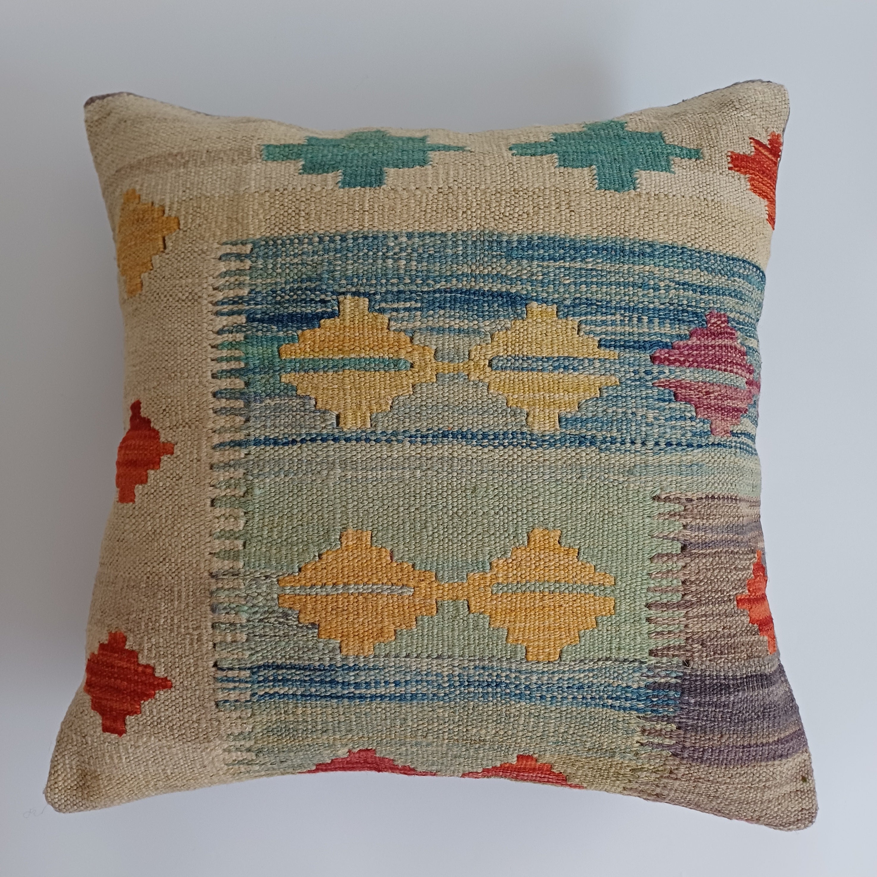 Afghan Handmade Multicoloured Kilim Cushion Cover 20''x20'' / 50x50 CM