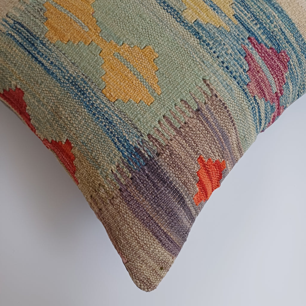 Afghan Handmade Multicoloured Kilim Cushion Cover 20''x20'' / 50x50 CM