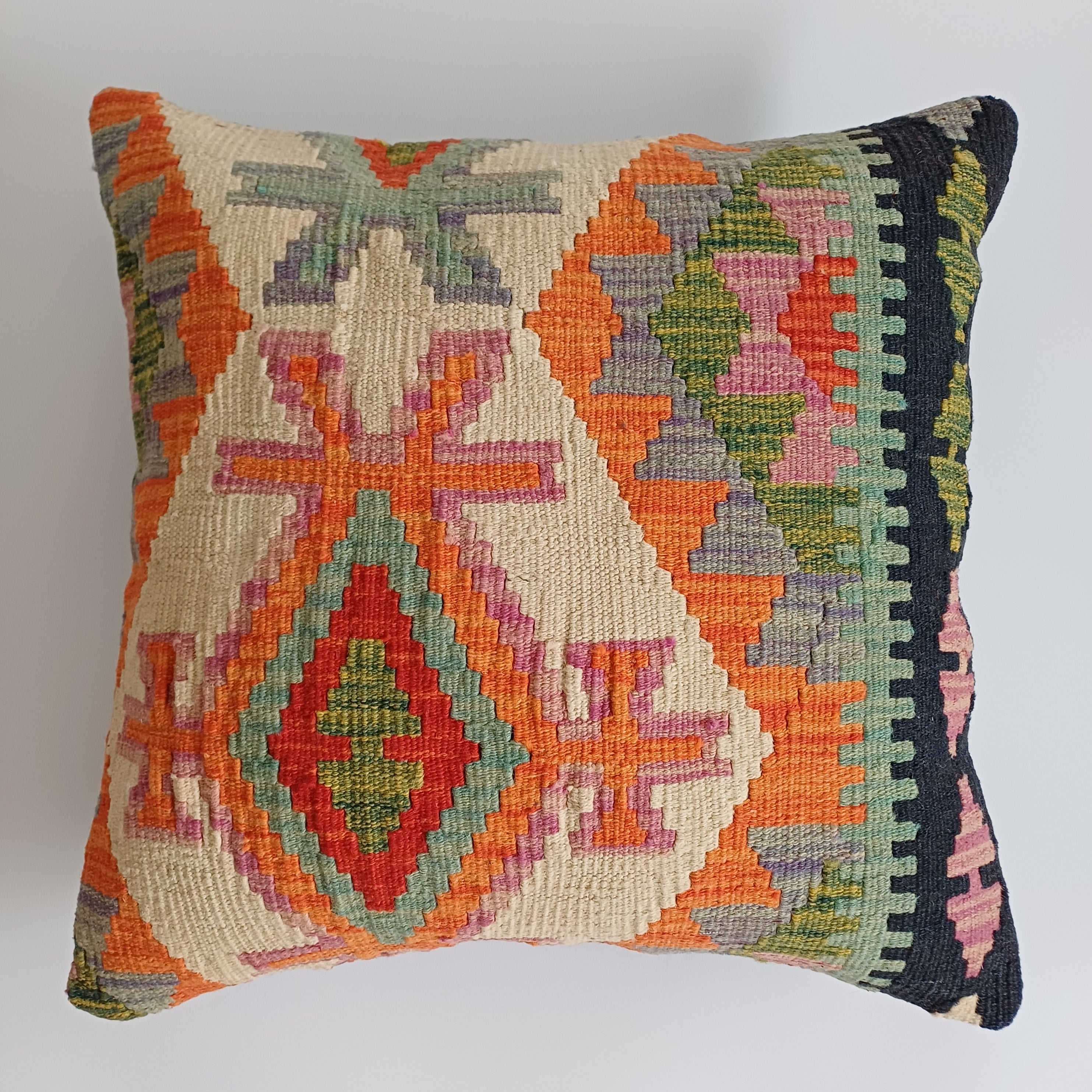 Afghan Handmade Multicoloured Kilim Cushion Cover 20''x20'' / 50x50 CM