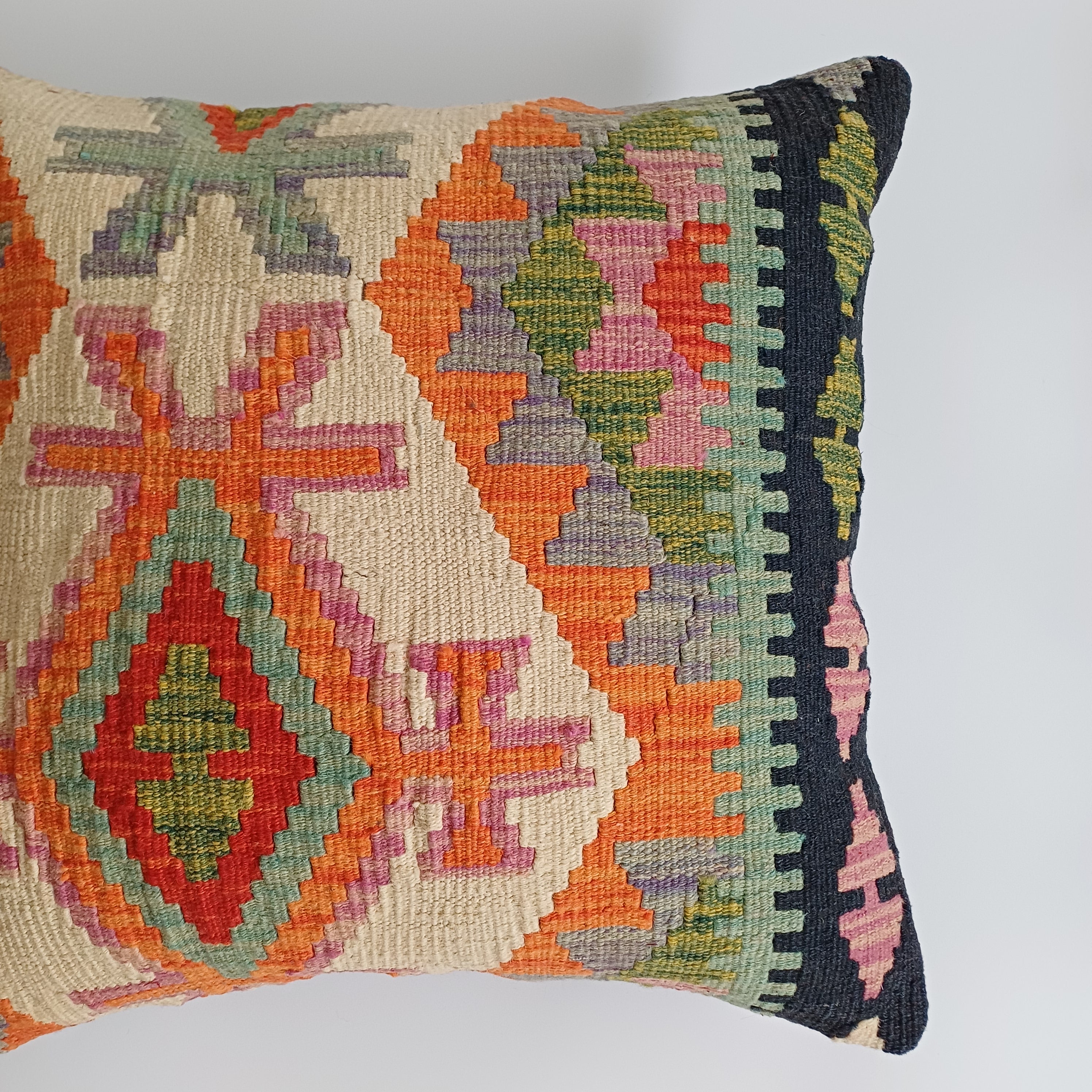 Afghan Handmade Multicoloured Kilim Cushion Cover 20''x20'' / 50x50 CM