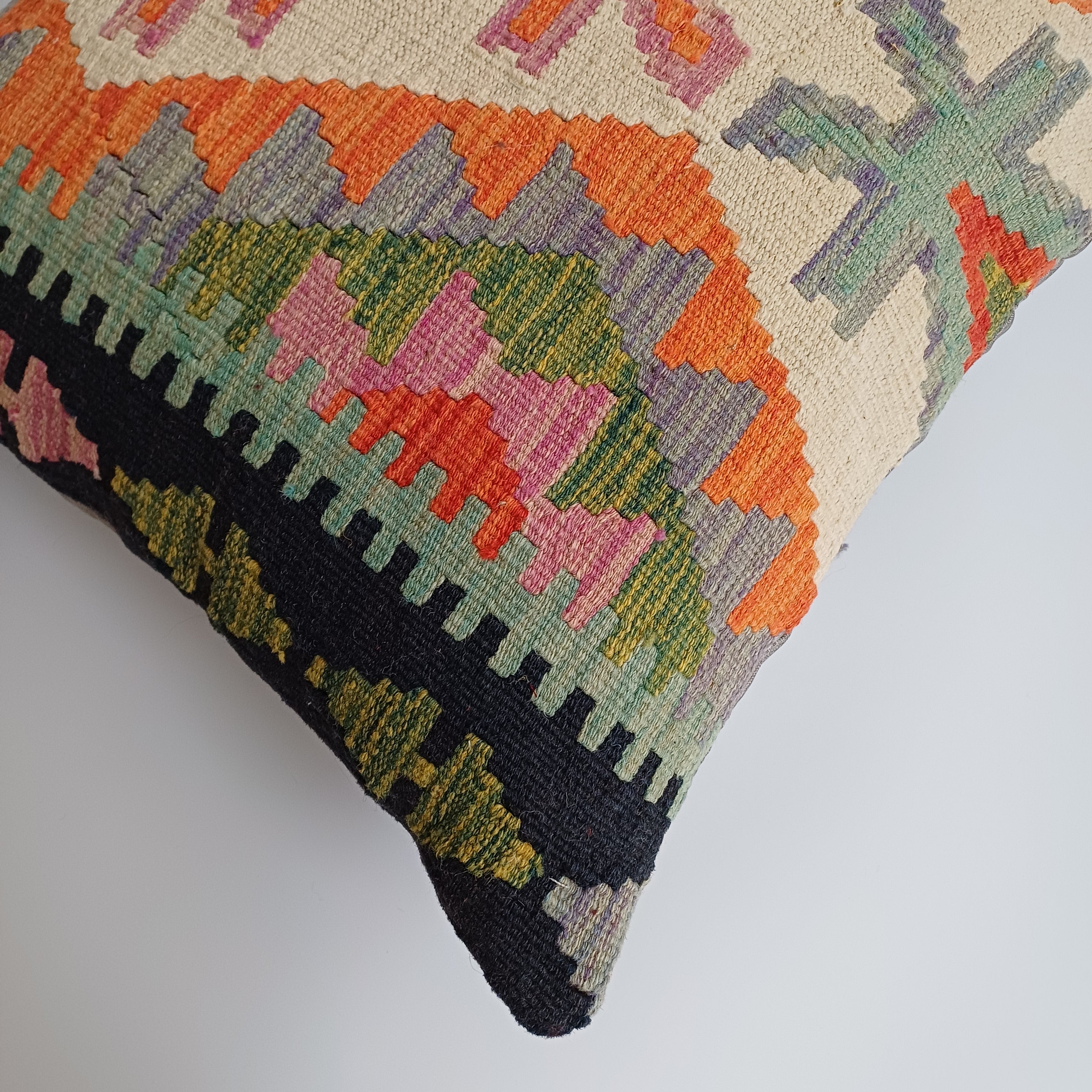 Afghan Handmade Multicoloured Kilim Cushion Cover 20''x20'' / 50x50 CM