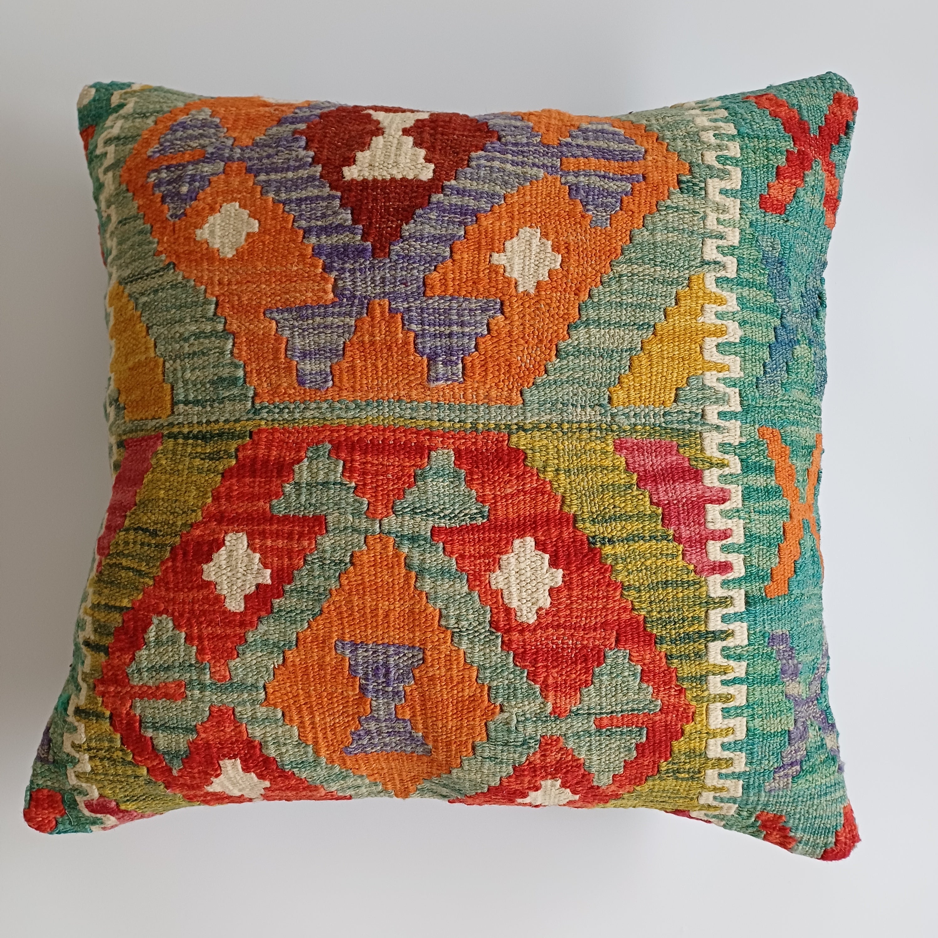 Afghan Handmade Multicoloured Kilim Cushion Cover 20''x20'' / 50x50 CM