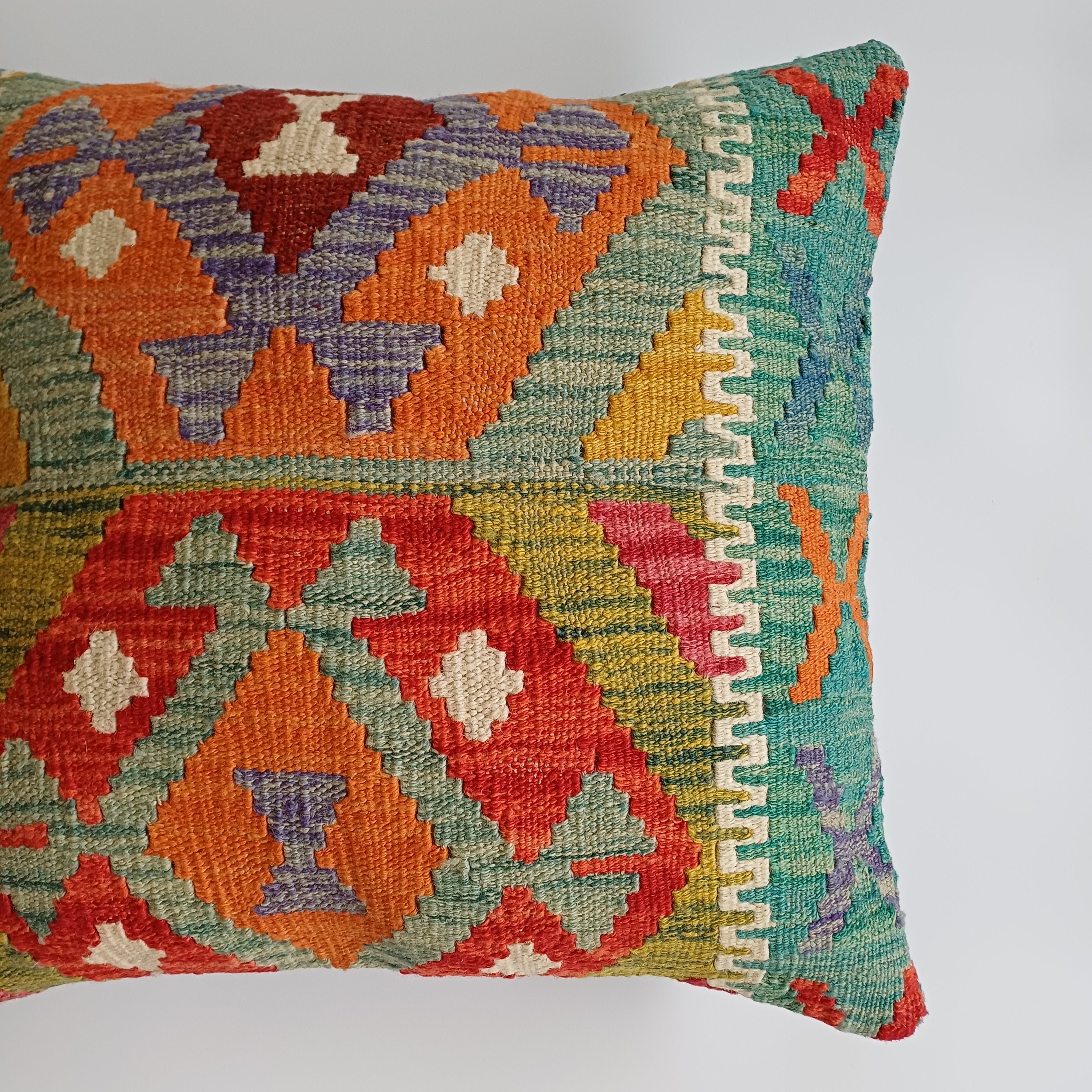 Afghan Handmade Multicoloured Kilim Cushion Cover 20''x20'' / 50x50 CM