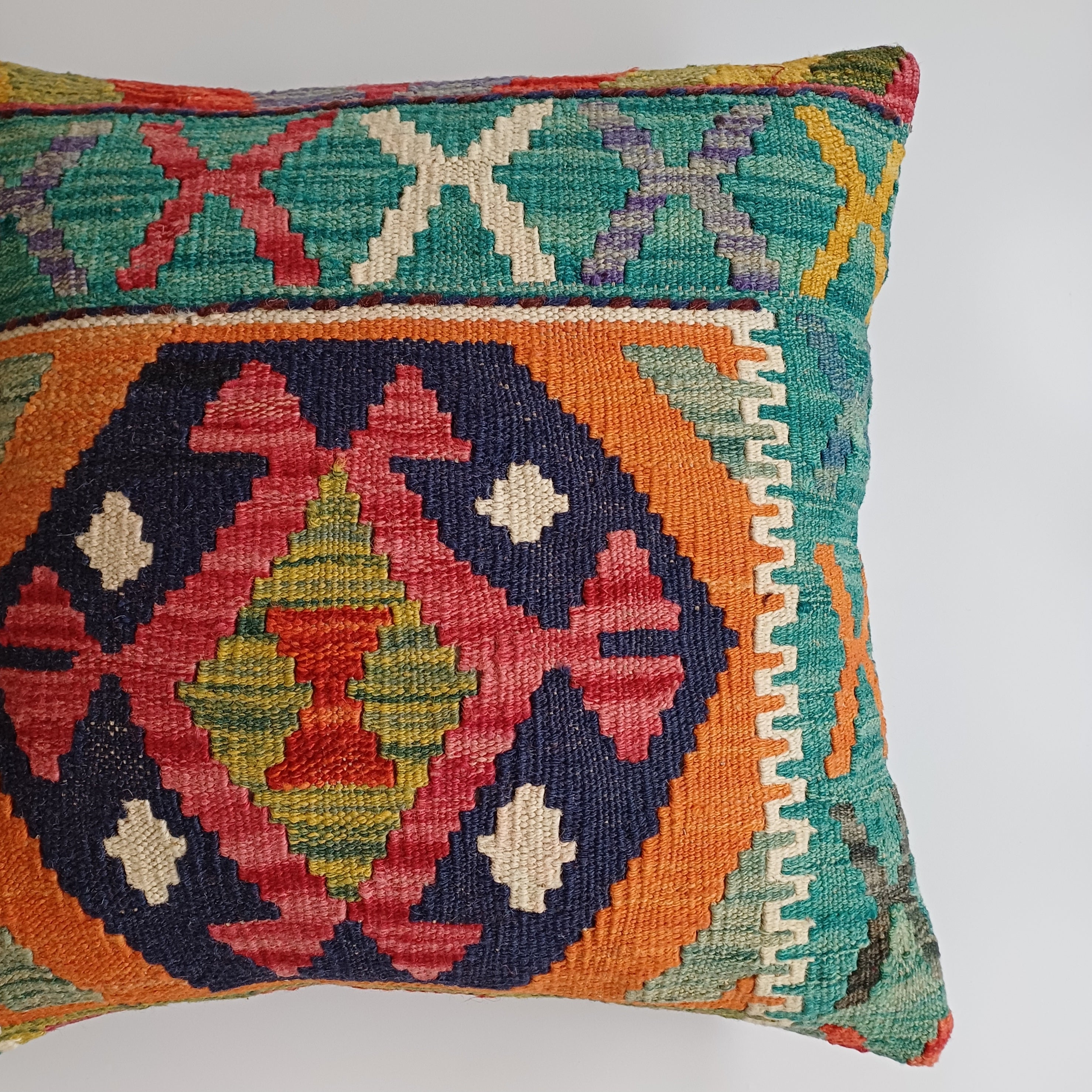 Afghan Handmade Multicoloured Kilim Cushion Cover 20''x20'' / 50x50 CM