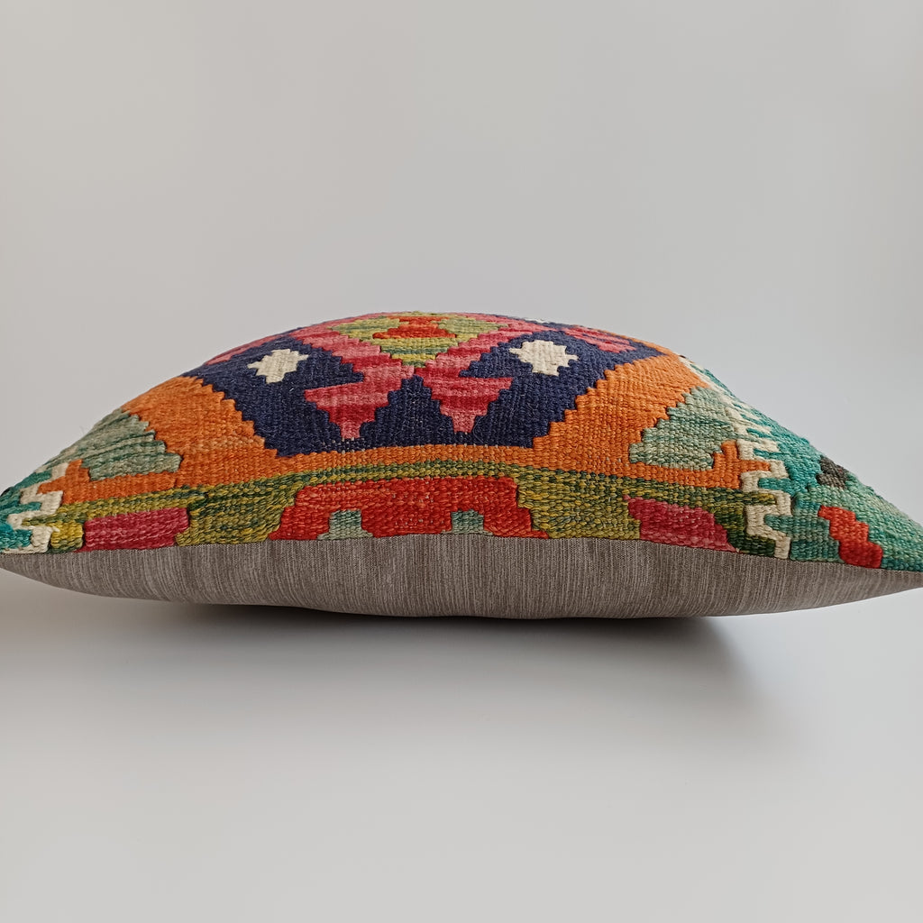 Afghan Handmade Multicoloured Kilim Cushion Cover 20''x20'' / 50x50 CM