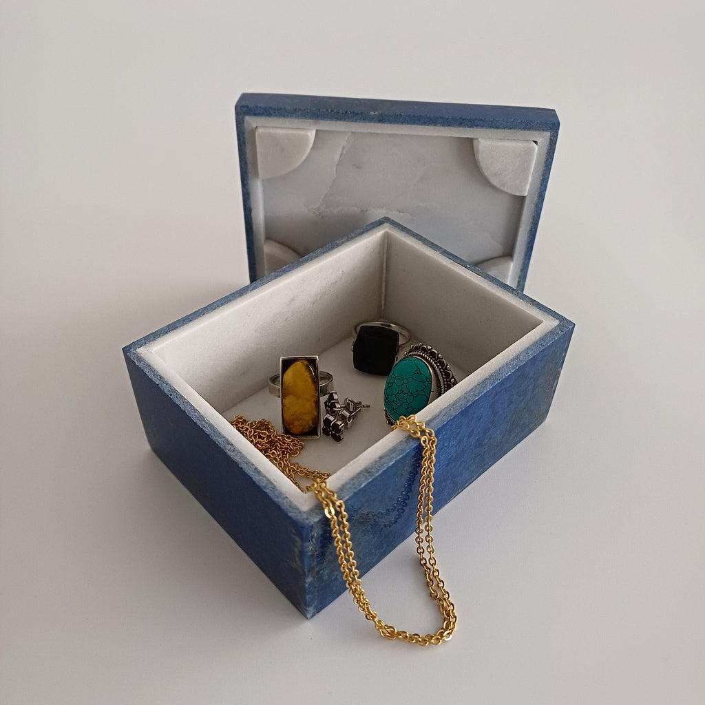 Lapis Lazuli Handmade Jewellery Box 9.6x7.2 CM
