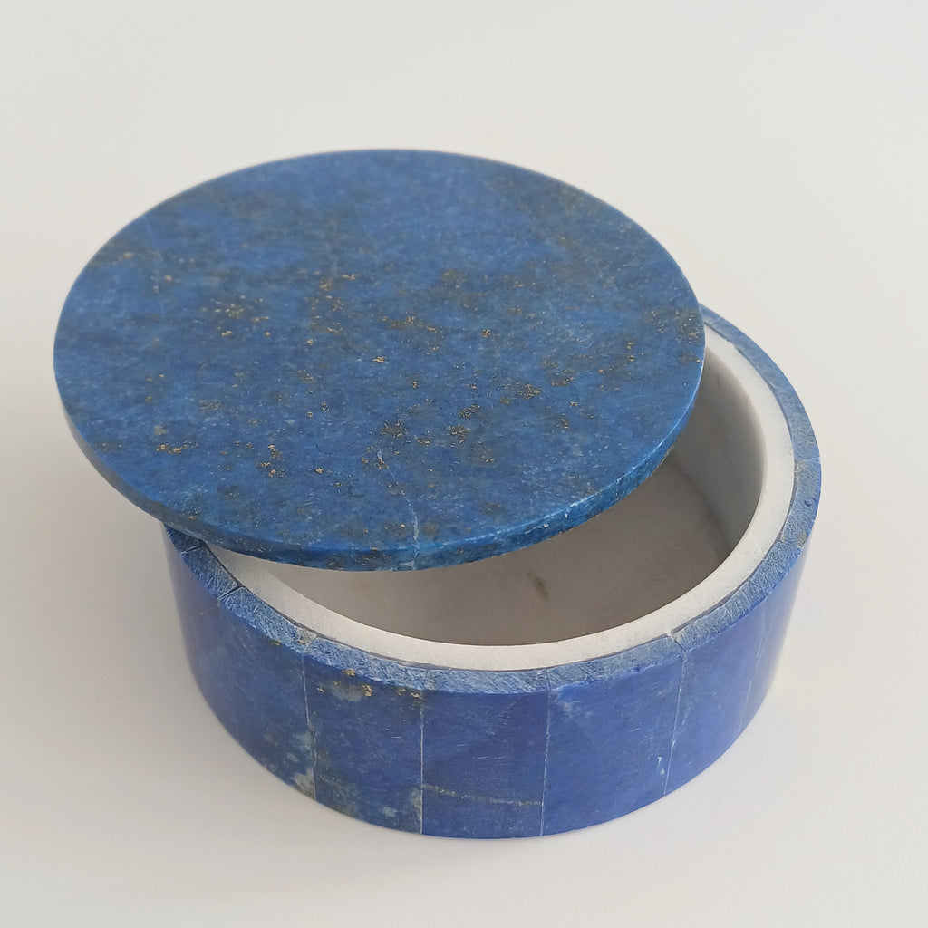 Lapis Lazuli Handmade Jewellery Box 7.7x7.7 CM
